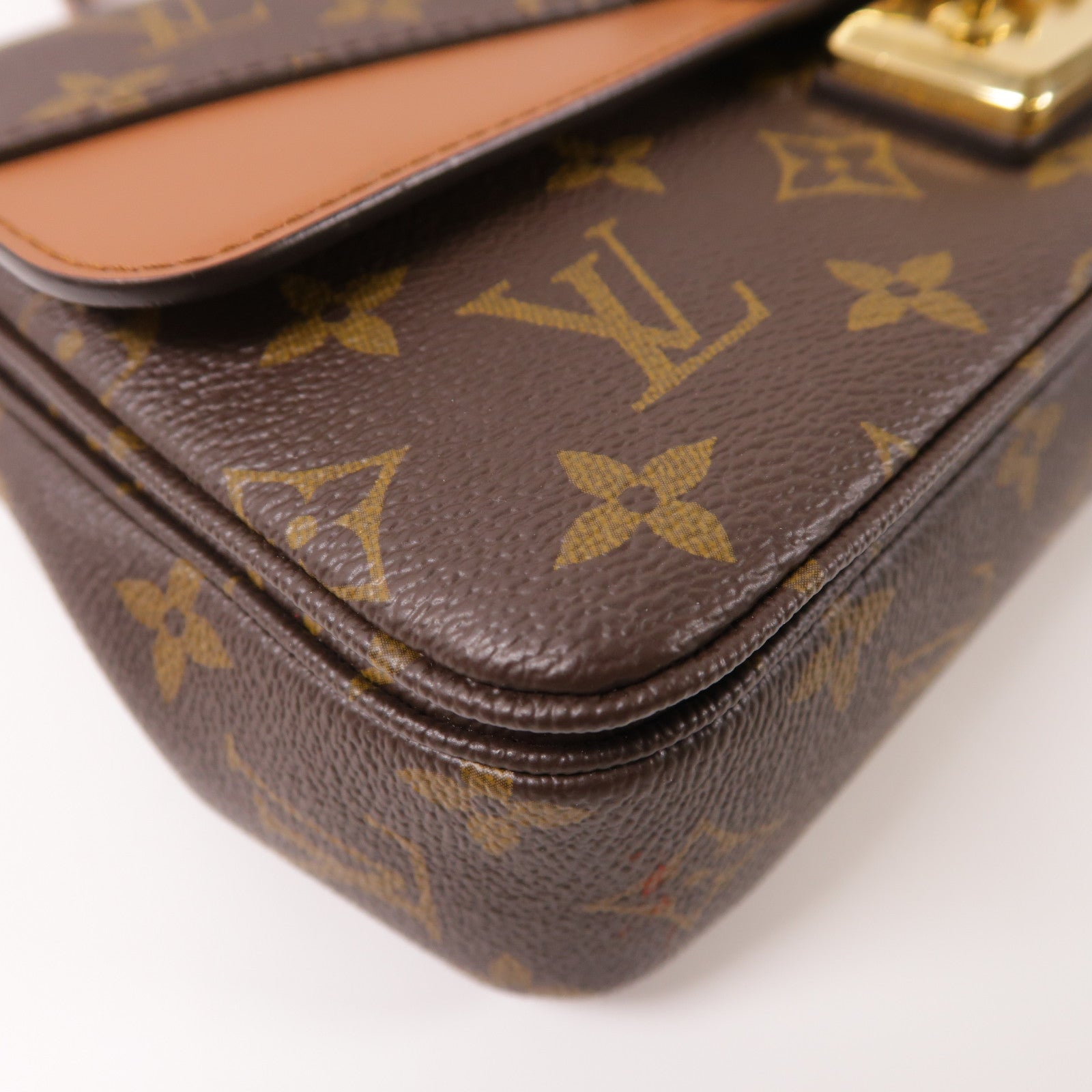 LOUIS VUITTON Monogram Marceau金扣鏈帶肩背袋棕色
