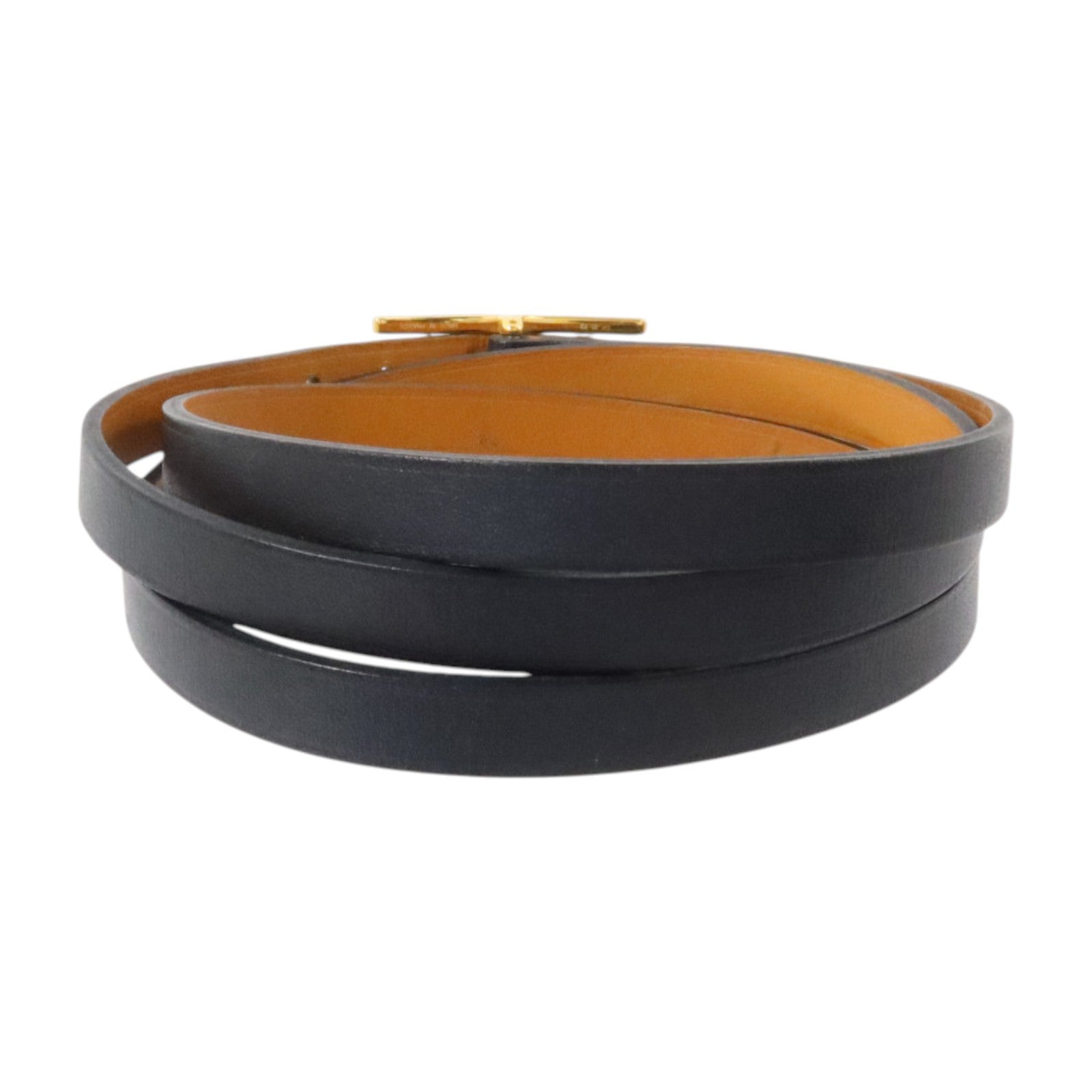 HERMES Swift皮革Hapi 3 Bracelet金扣手鏈Black/Fauve