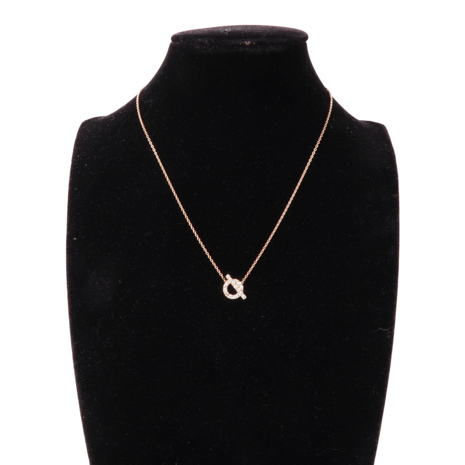 HERMES Finesse Pendant Necklace 18K Pink Gold Diamond