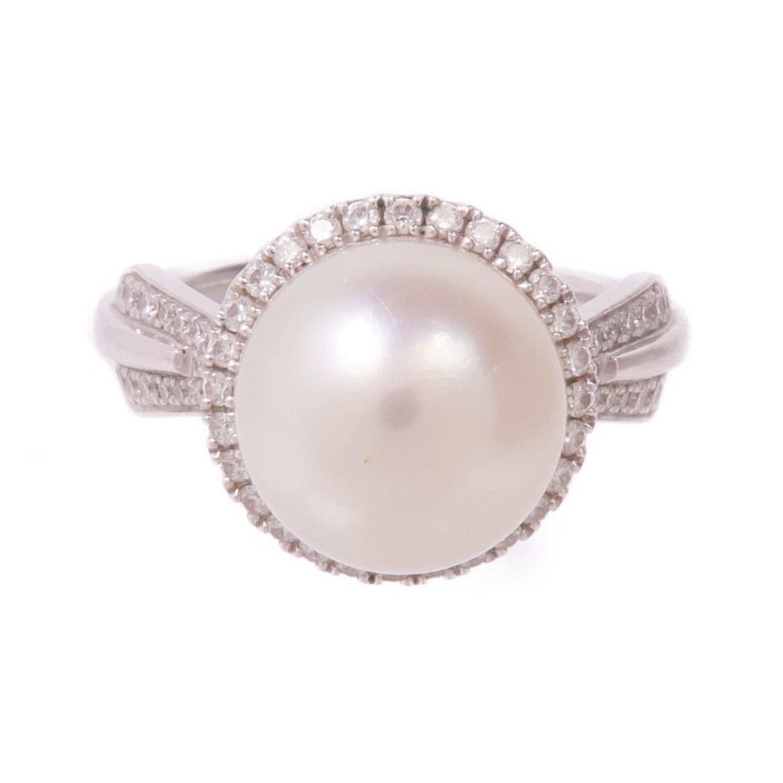 JEWELRY 18K白金Pearl Diamond Ring珍珠/鑽石戒指US#6