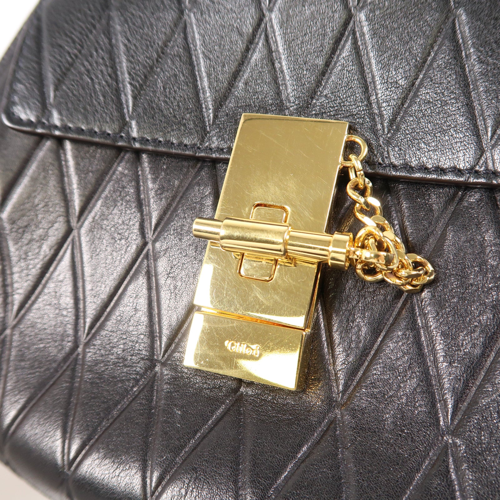 Chloe 牛皮皮革Shoulder Bag金扣鏈帶肩背袋