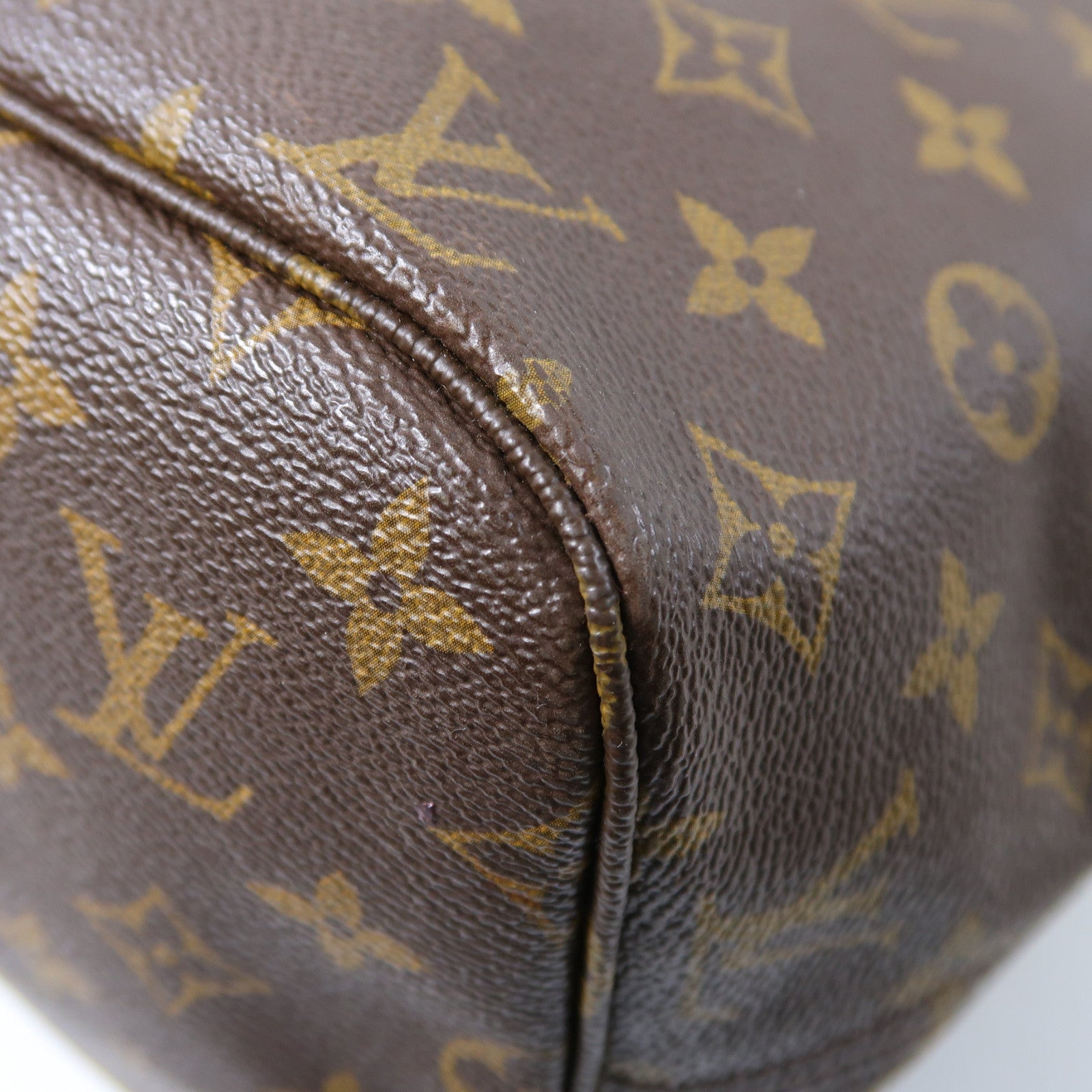 LOUIS VUITTON Monogram Neverfull MM金扣手挽袋棕色