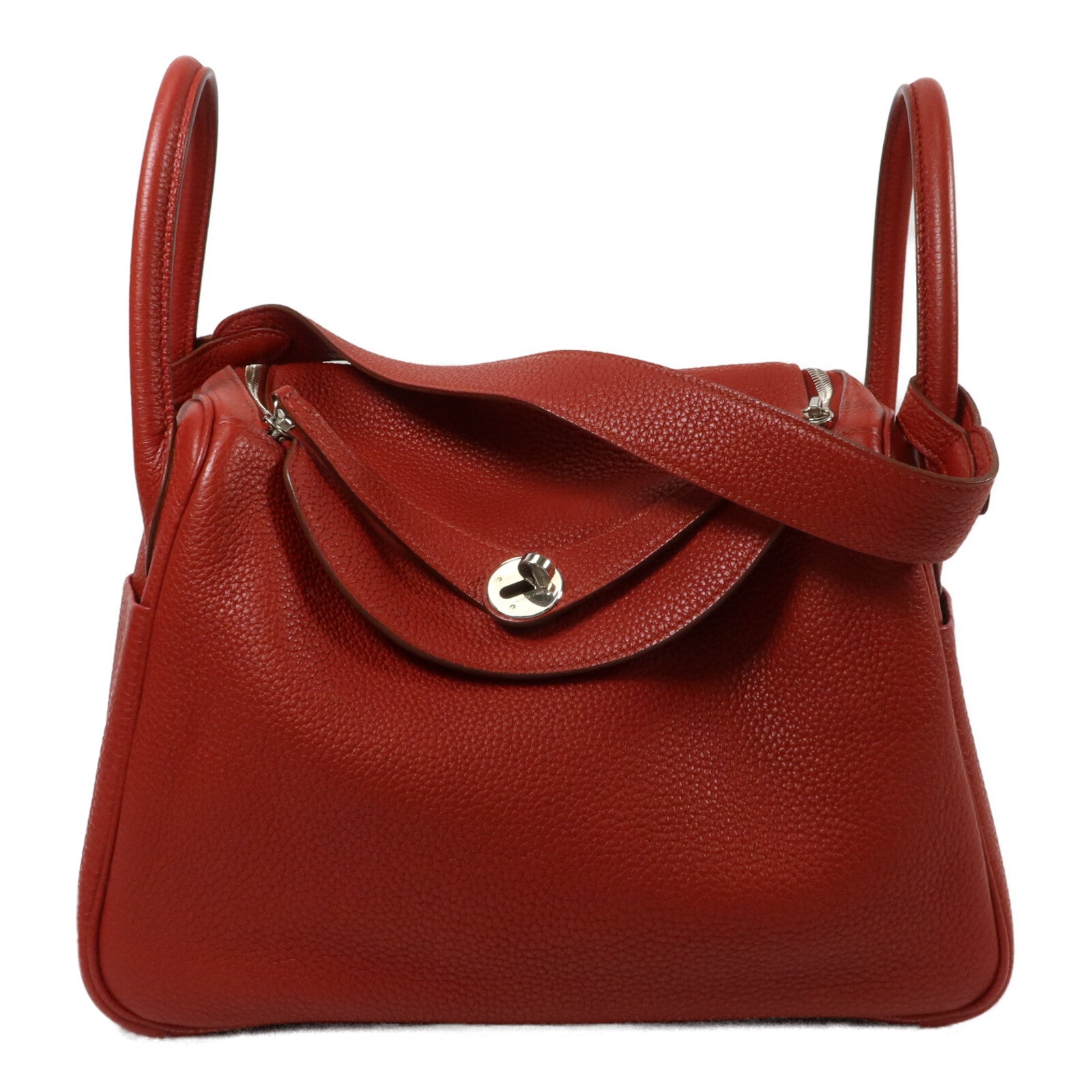 HERMES Clemence皮革Lindy 30手挽肩背兩用袋Rouge Casaque