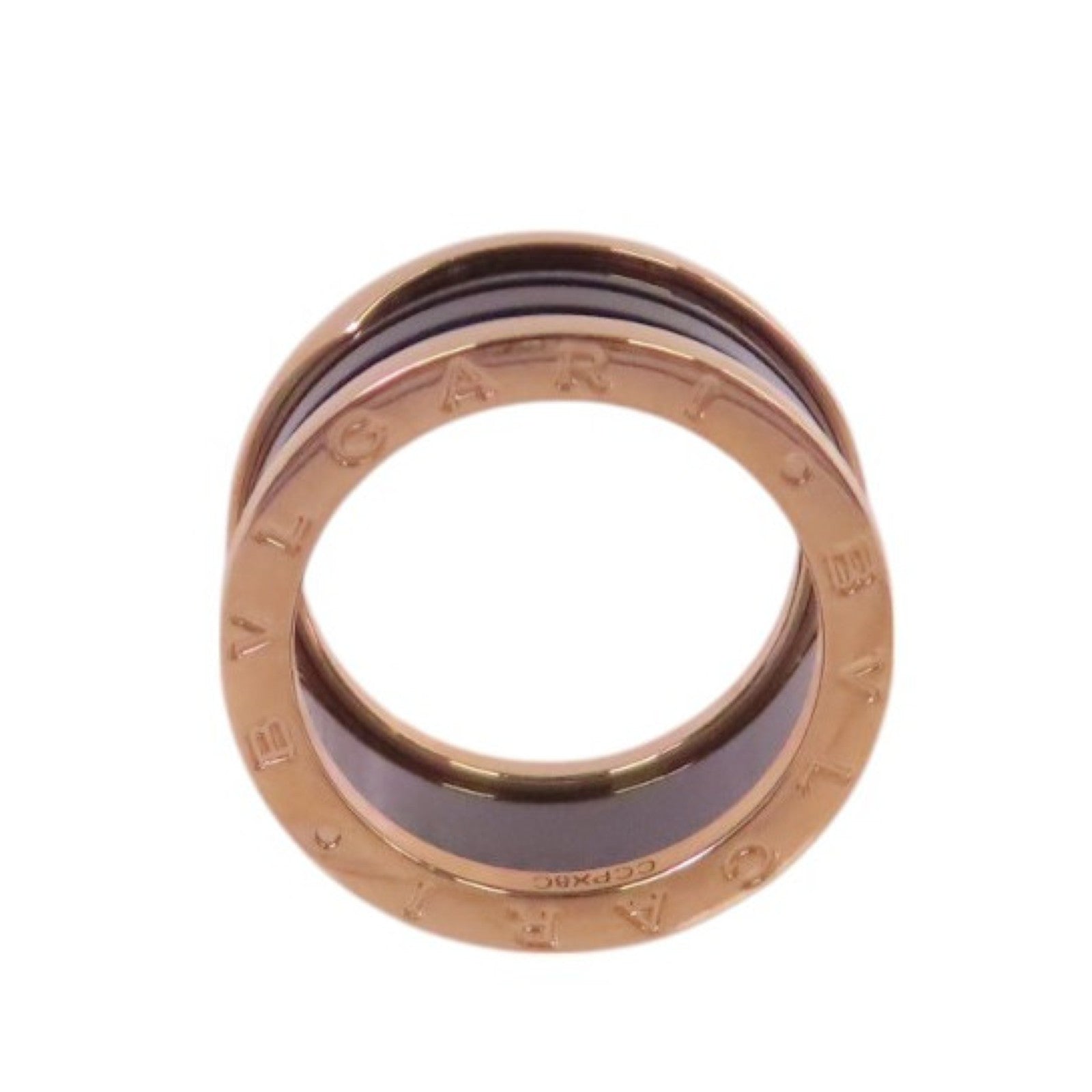 BVLGARI 18K玫瑰金/陶瓷B-Zero 1 4Band Ring戒指#59/US#8.25
