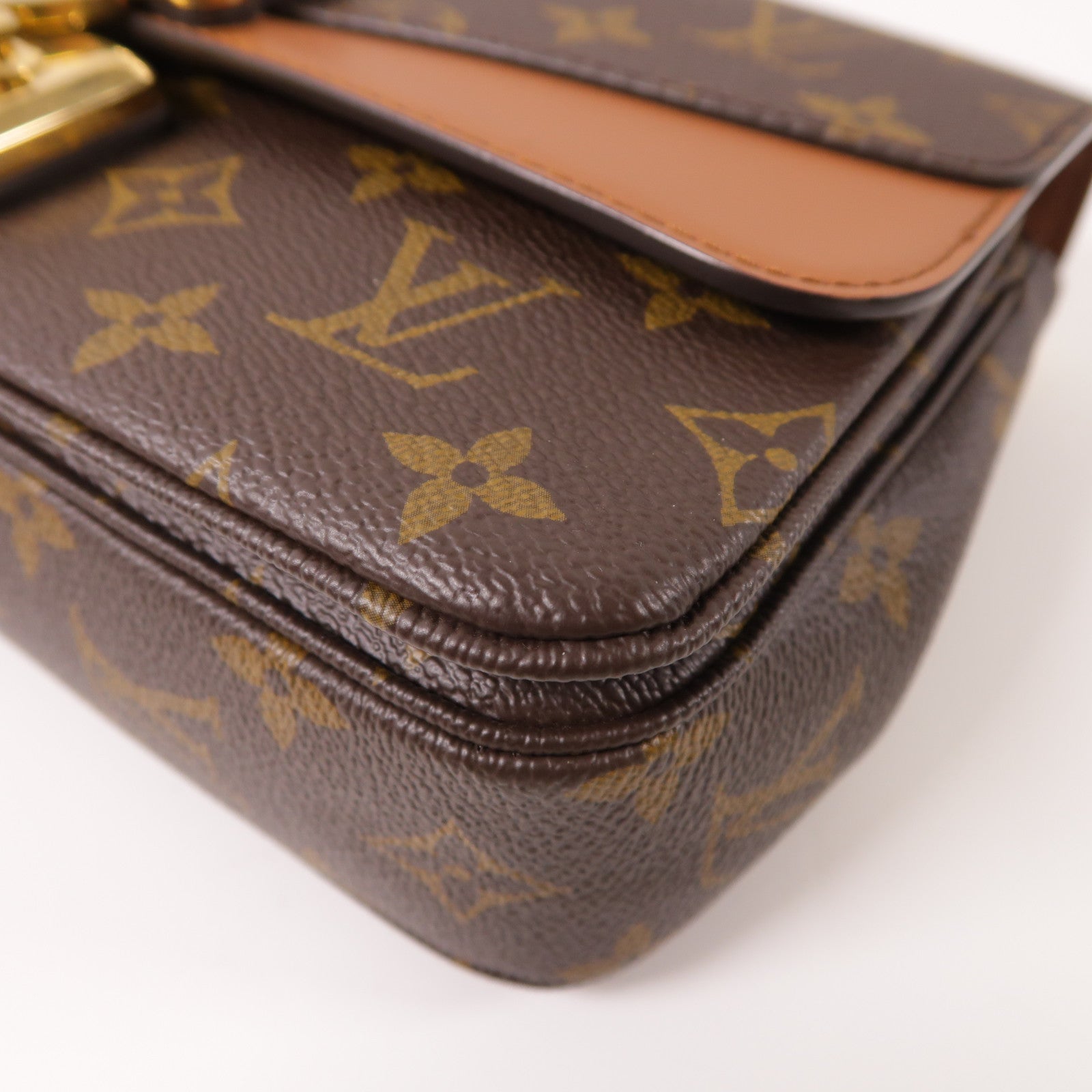 LOUIS VUITTON Monogram Marceau金扣鏈帶肩背袋棕色