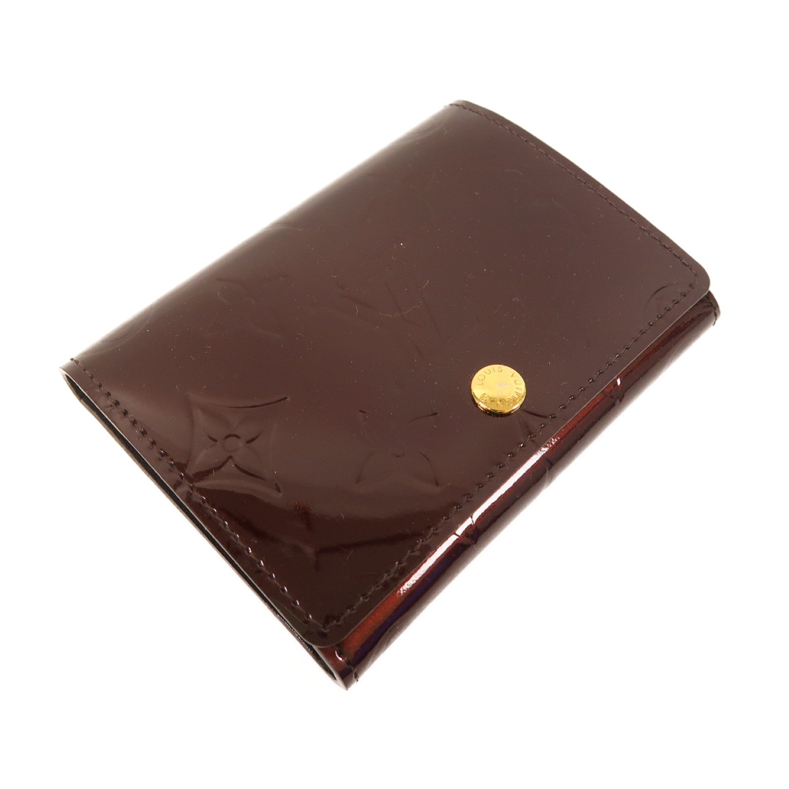 LOUIS VUITTON Monogram Vernis Card Case金扣零錢包紅色