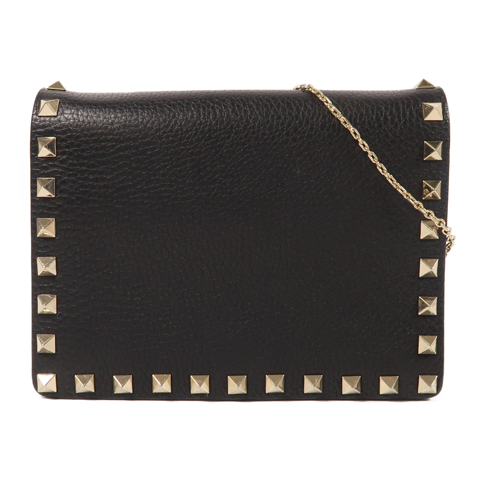 Valentino 牛皮皮革Chain Shoulder金扣鏈帶肩背袋