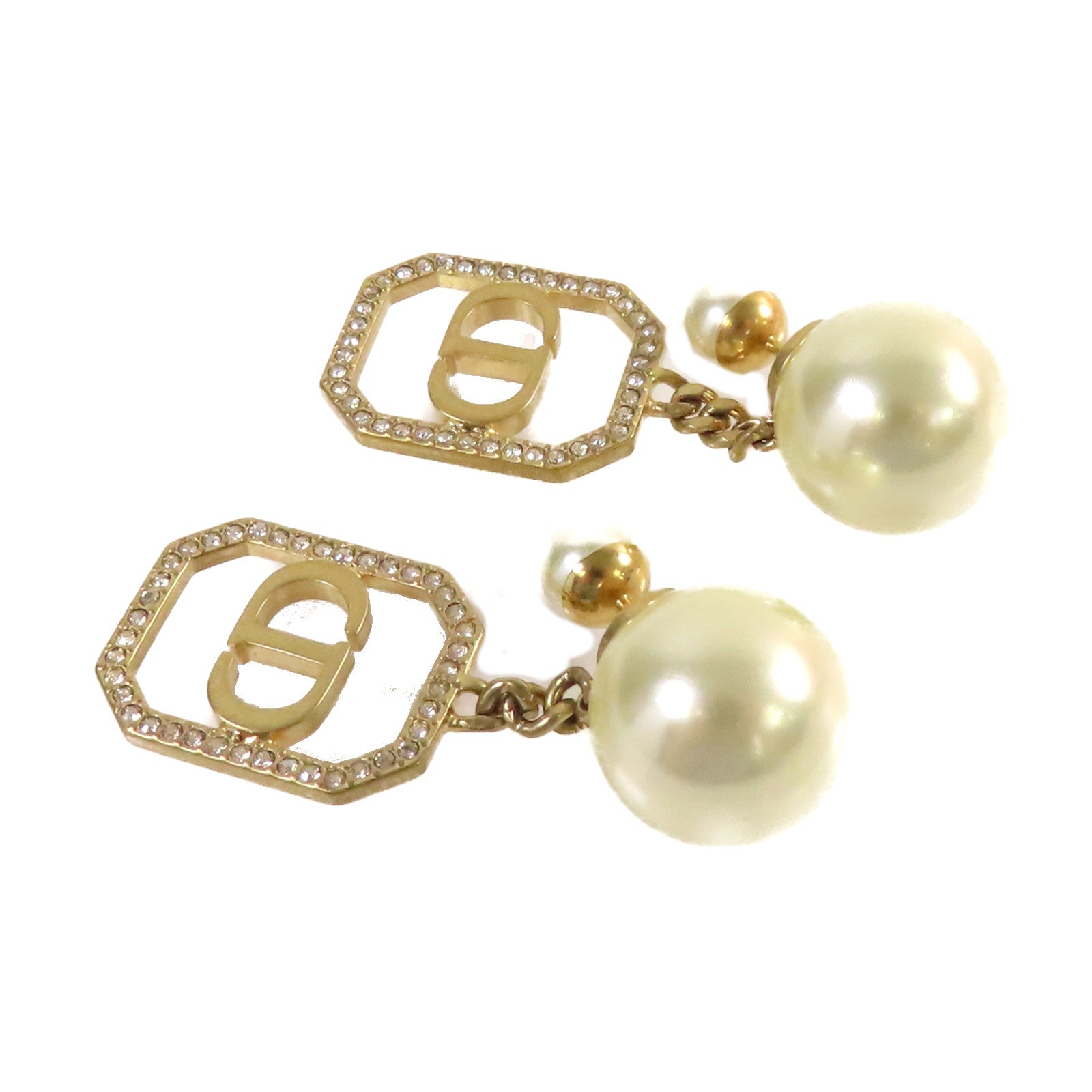 Dior 仿珍珠CD Earrings耳環珍珠色/金色