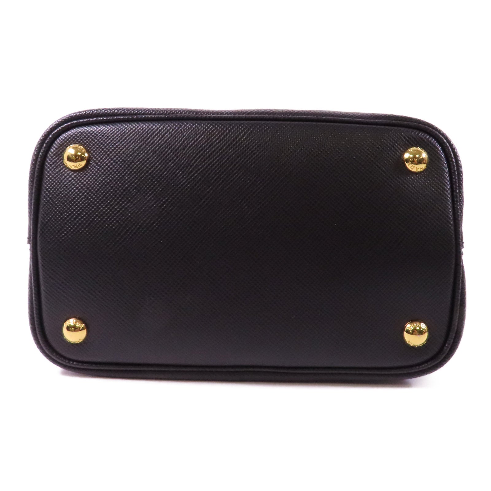 PRADA Saffiano皮革Panier金扣手挽肩背兩用袋黑色