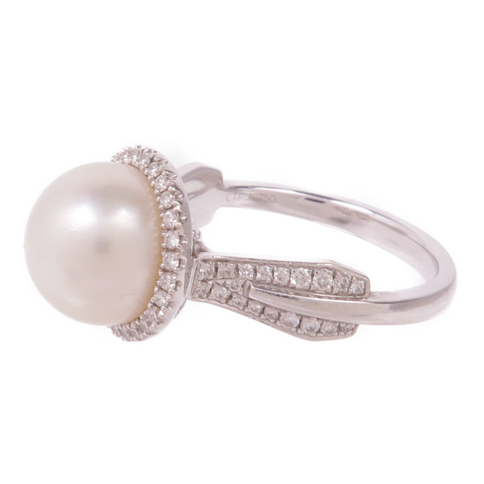 JEWELRY 18K白金Pearl Diamond Ring珍珠/鑽石戒指US#6