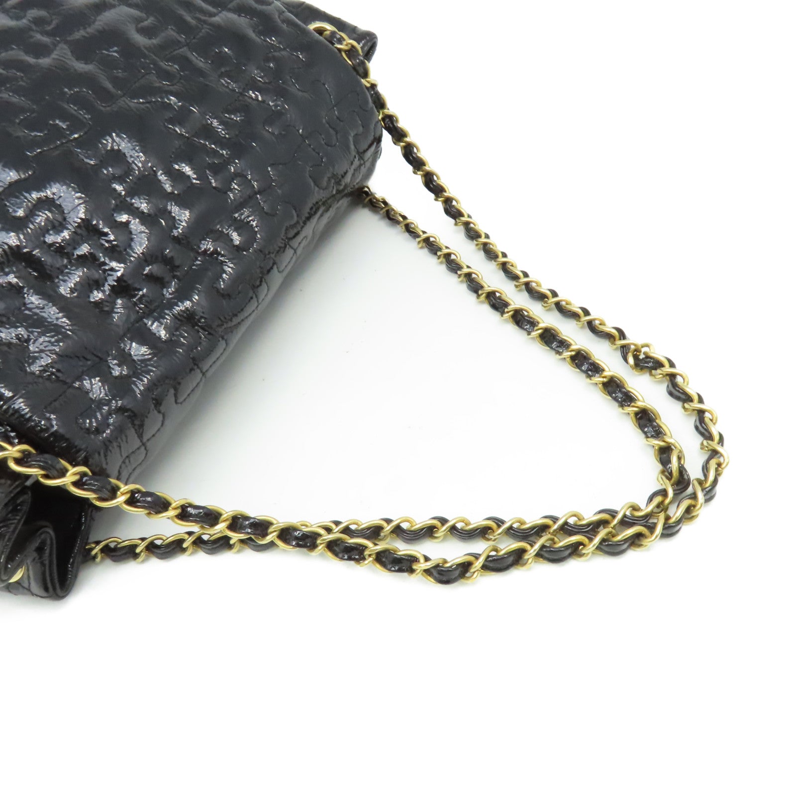 CHANEL 【激減優惠】漆皮Chain Shoulder Bag金扣鏈帶肩背袋黑色
