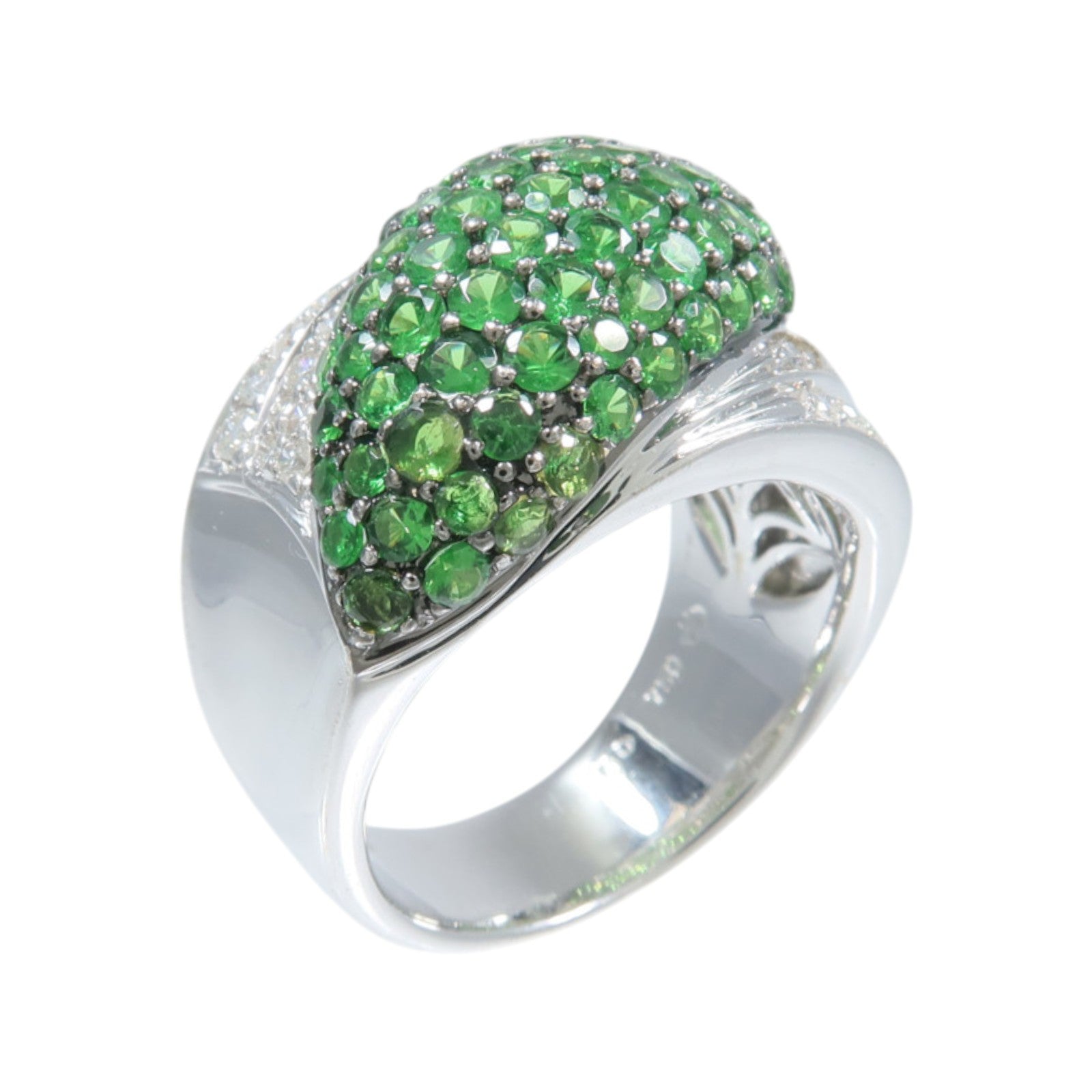 JEWELRY 18K白金Tsavorite Diamond Ring沙弗萊石/鑽石戒指