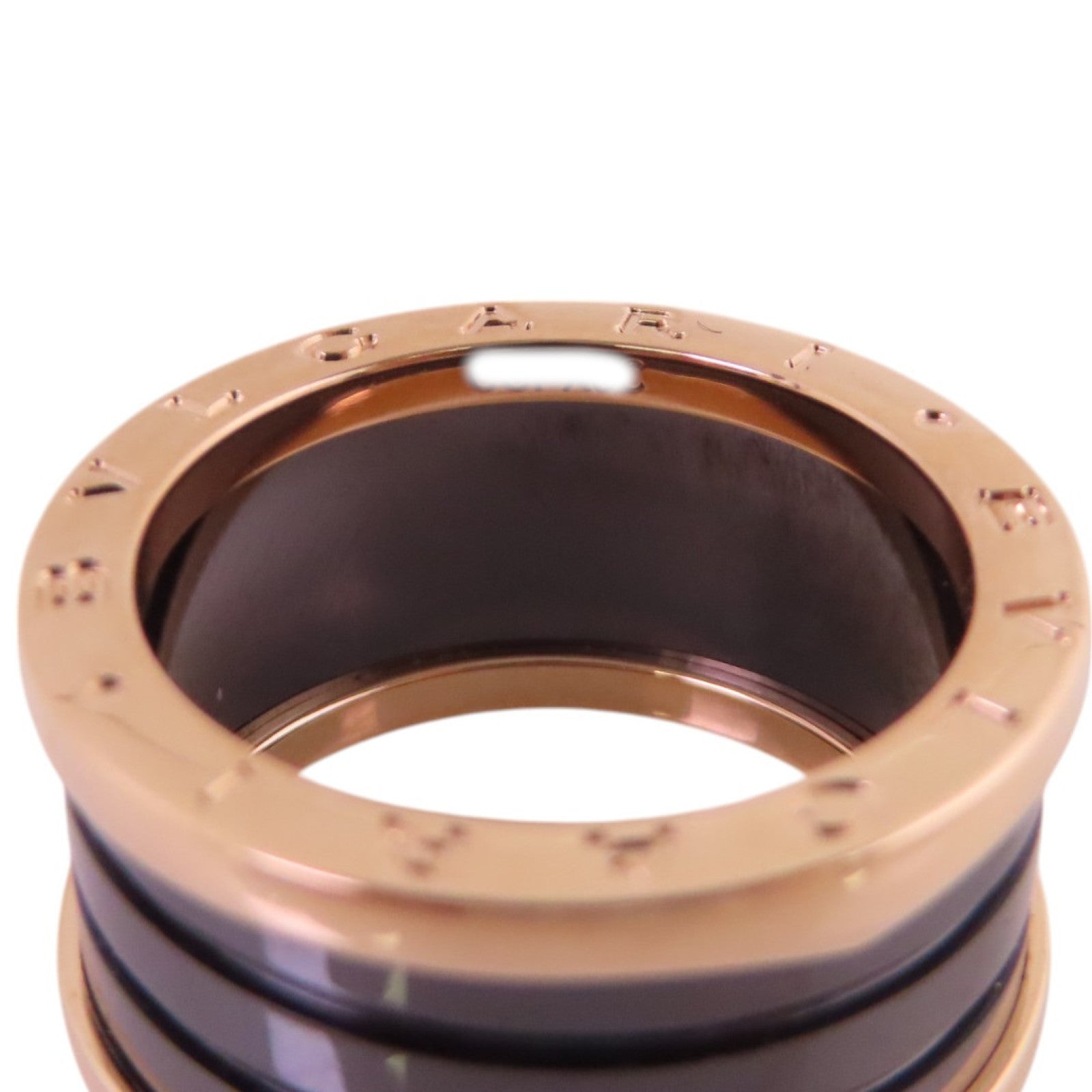 BVLGARI 18K玫瑰金/陶瓷B-Zero 1 4Band Ring戒指#59/US#8.25