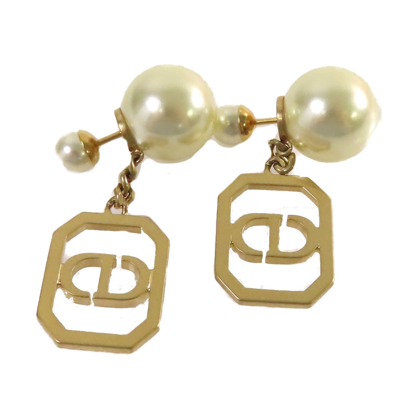 Dior 仿珍珠CD Earrings耳環珍珠色/金色
