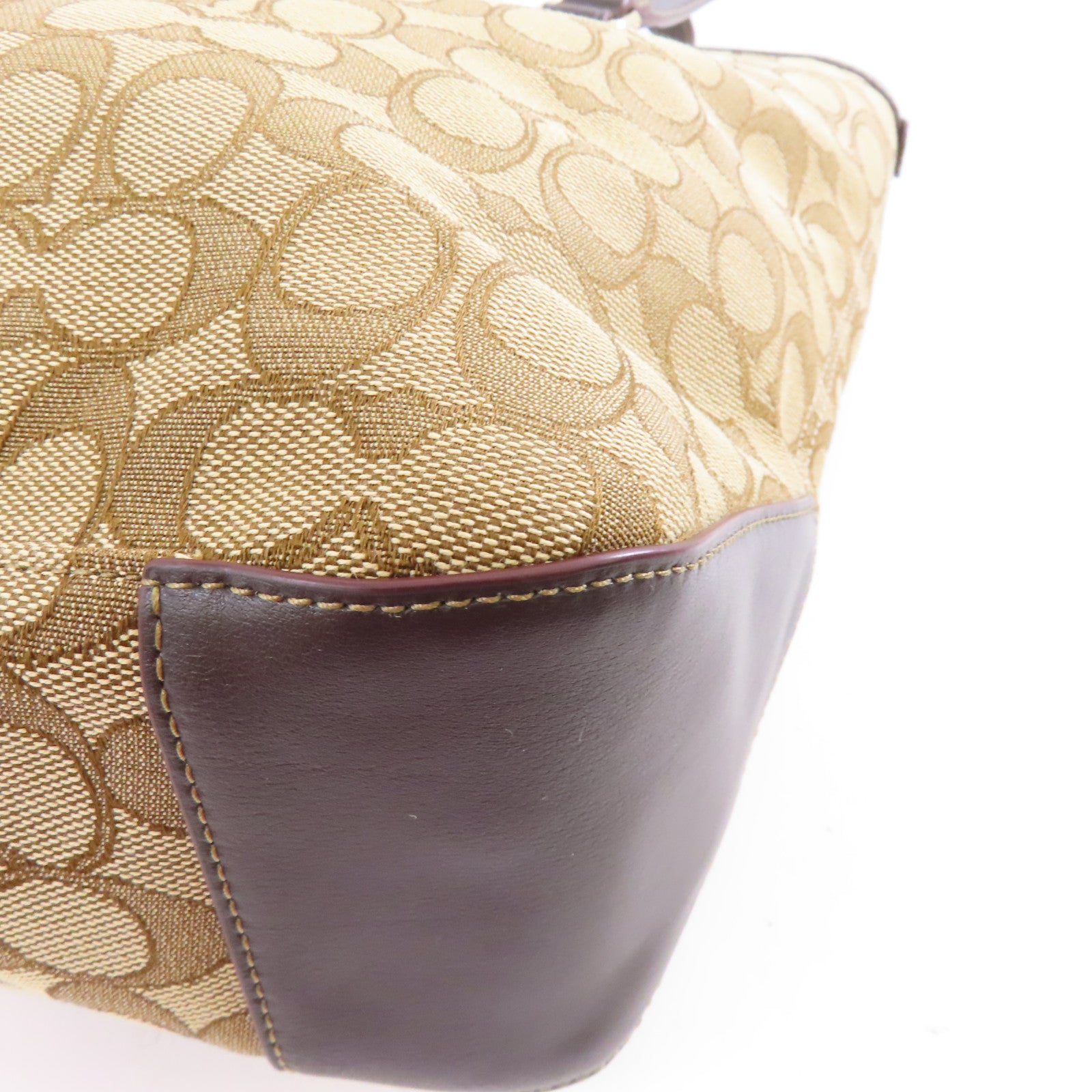 COACH 【激減優惠】帆布Tote Bag金扣手挽袋啡色