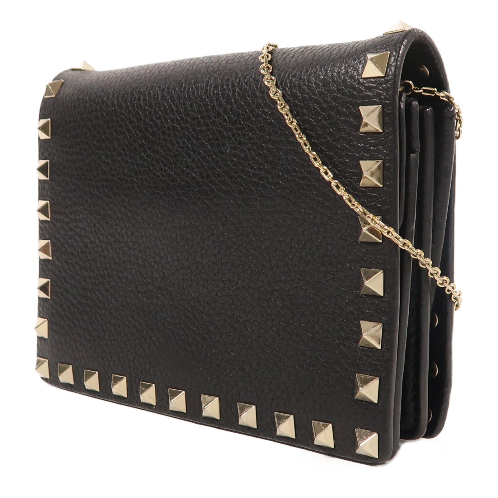 Valentino 牛皮皮革Chain Shoulder金扣鏈帶肩背袋