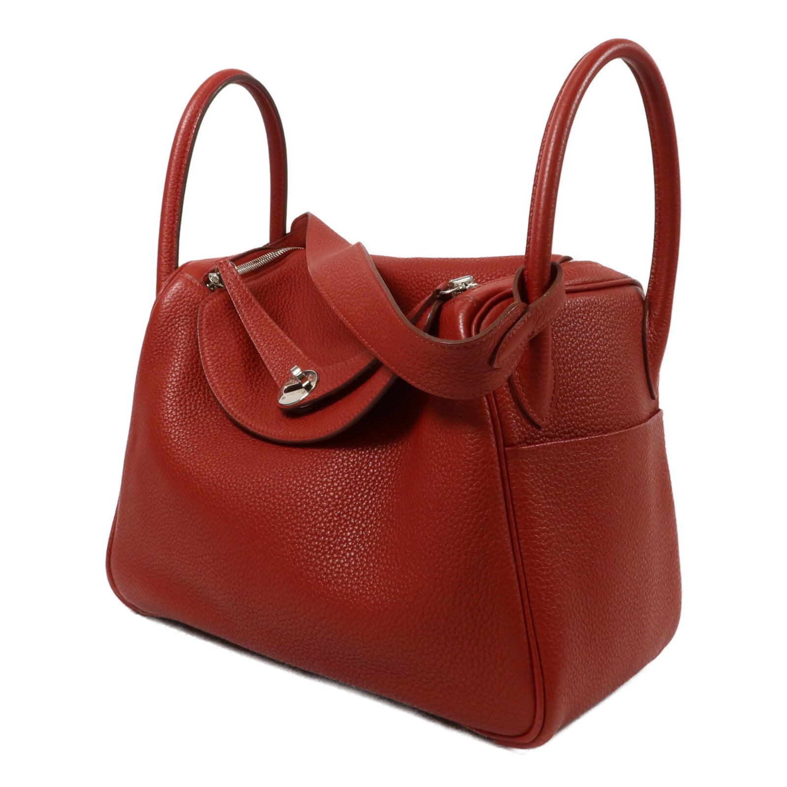 HERMES Clemence皮革Lindy 30手挽肩背兩用袋Rouge Casaque
