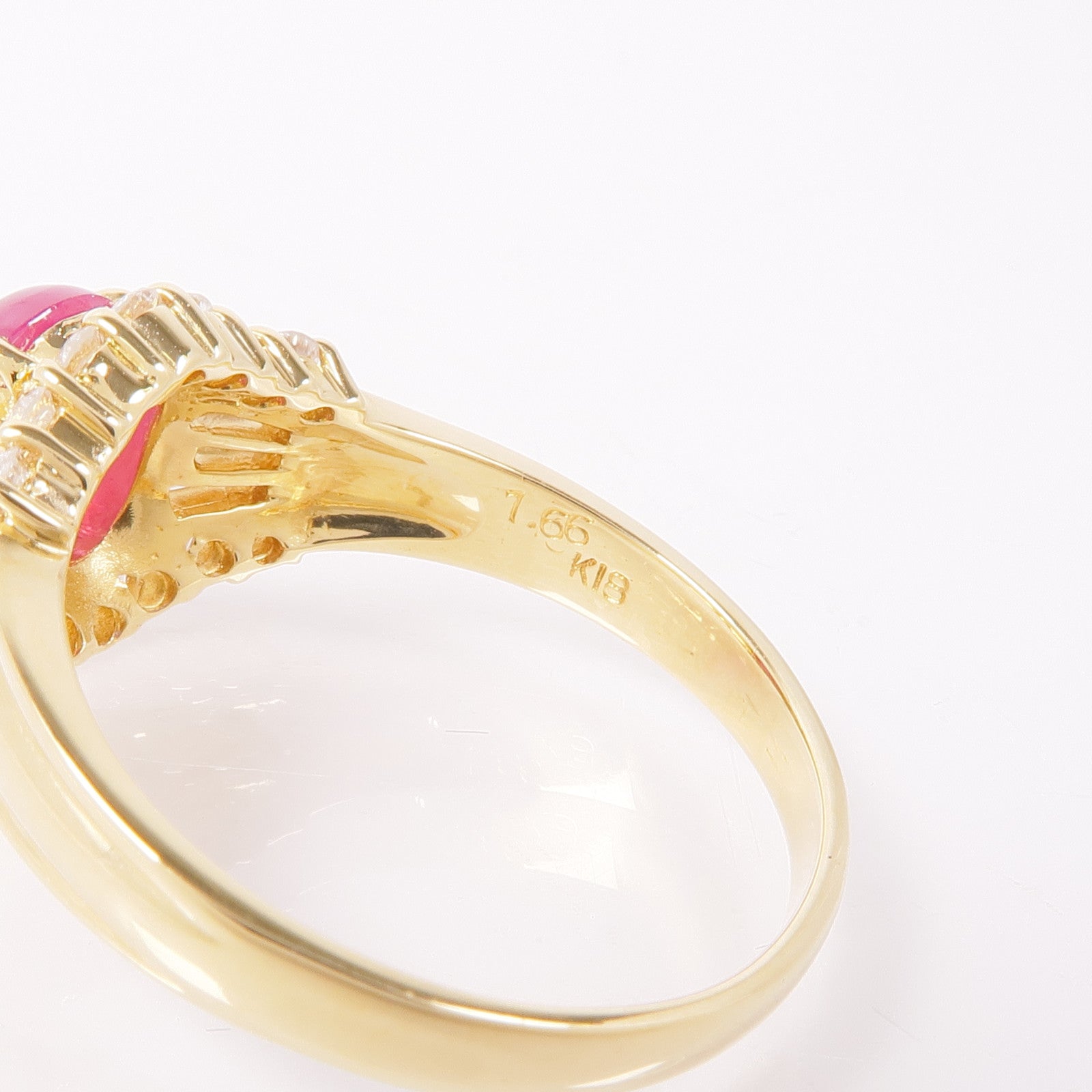 JEWELRY 【激減優惠】18K黃金Ruby/Diamond Ring紅寶石/鑽石戒指US#7.75