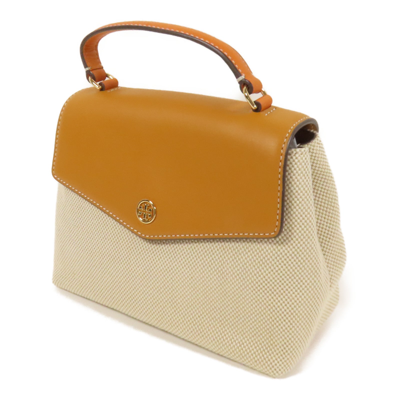 Tory Burch 帆布/皮革2way Shoulder Bag金扣手挽肩背兩用袋