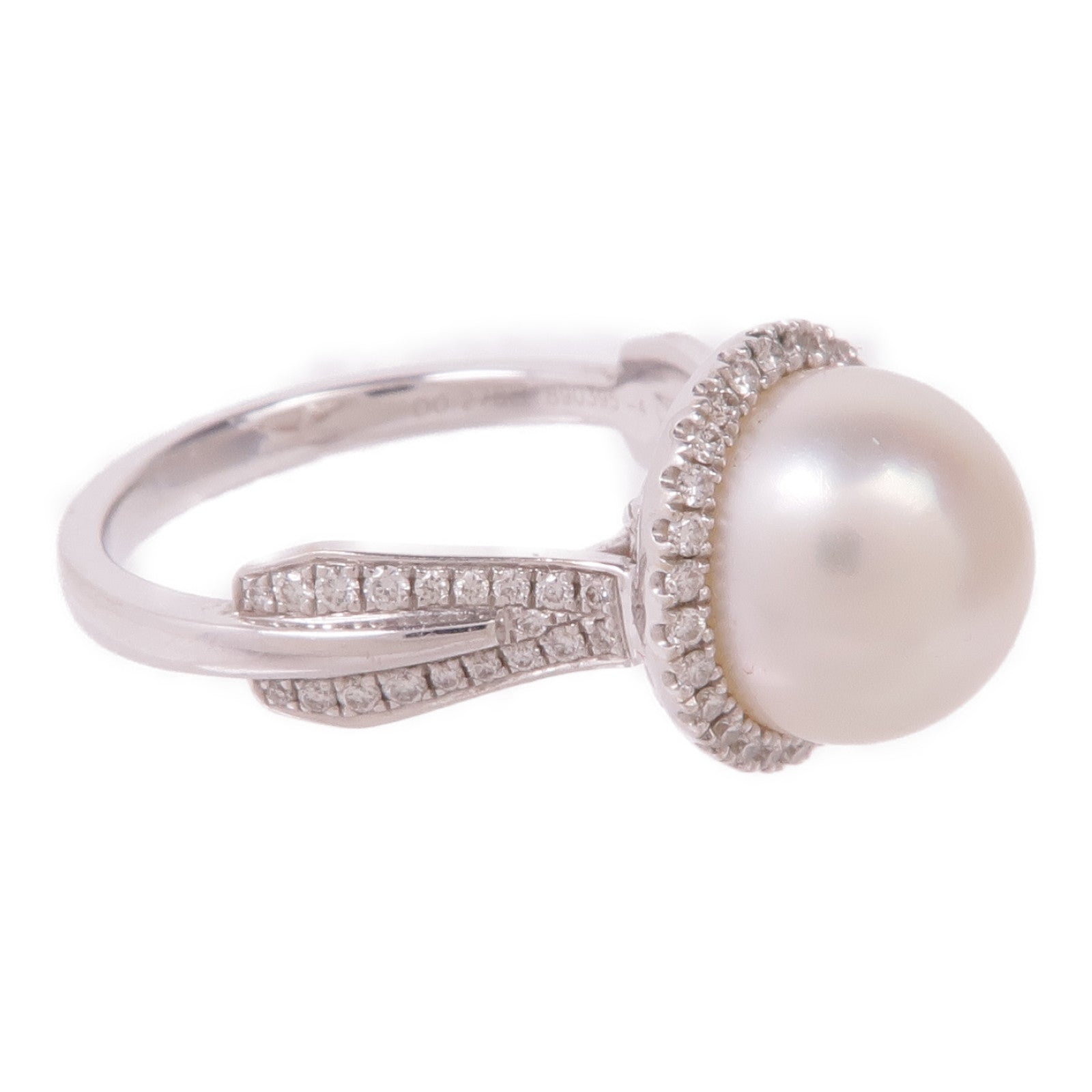 JEWELRY 18K白金Pearl Diamond Ring珍珠/鑽石戒指US#6
