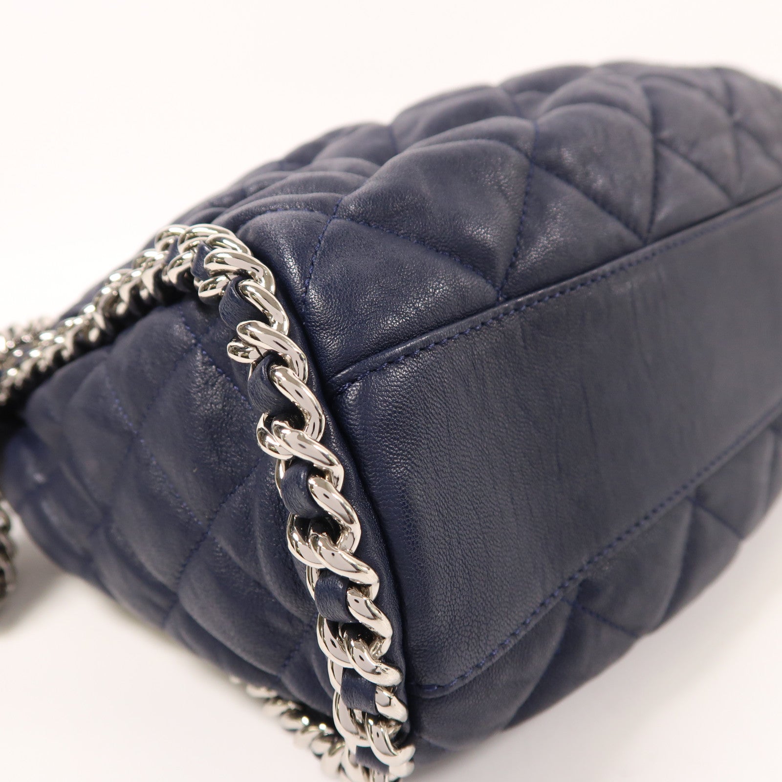 CHANEL 牛皮皮革Chain Shoulder銀扣鏈帶肩背袋