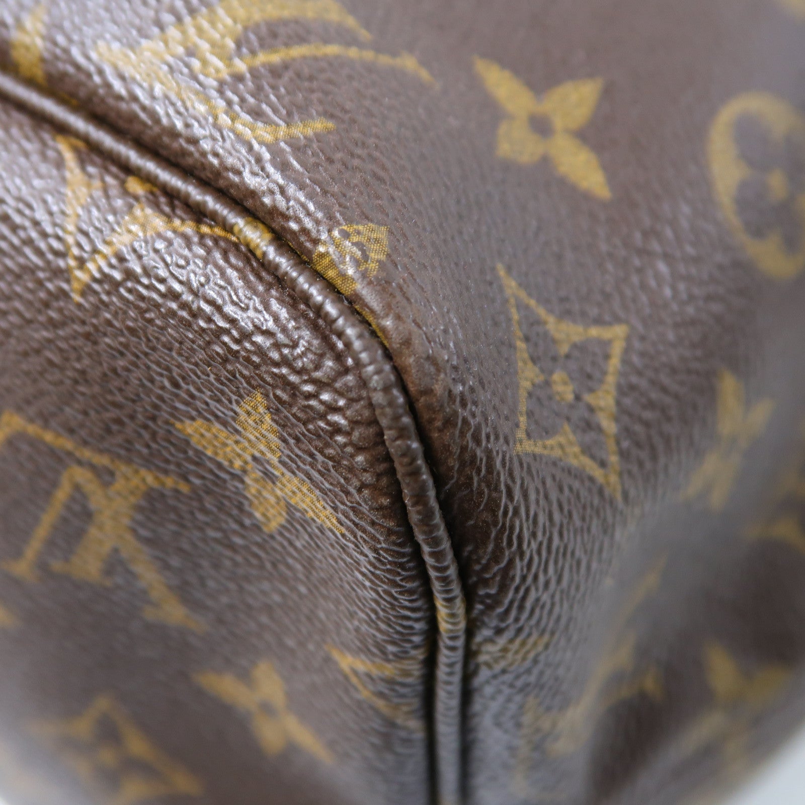 LOUIS VUITTON Monogram Neverfull MM金扣手挽袋棕色