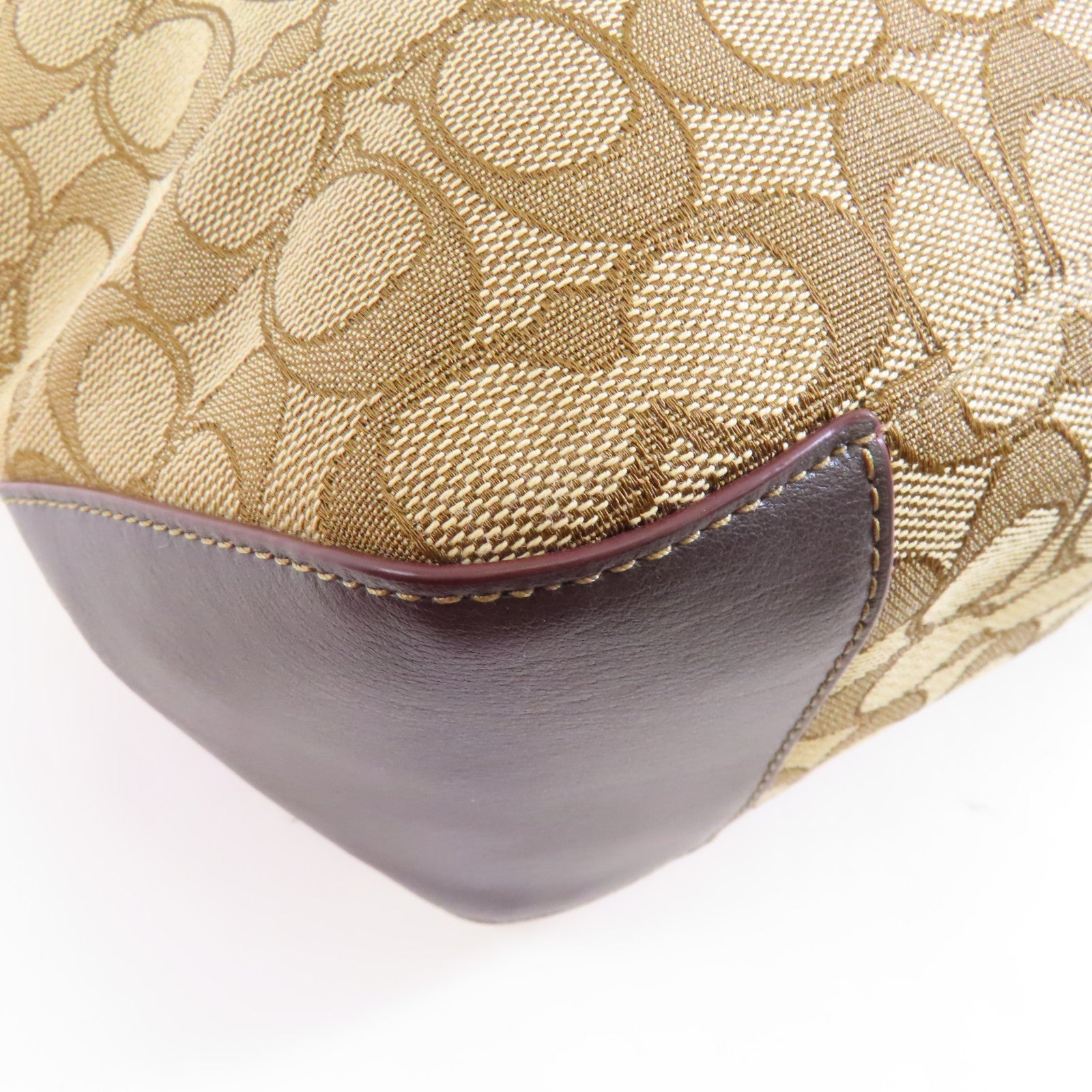 COACH 【激減優惠】帆布Tote Bag金扣手挽袋啡色