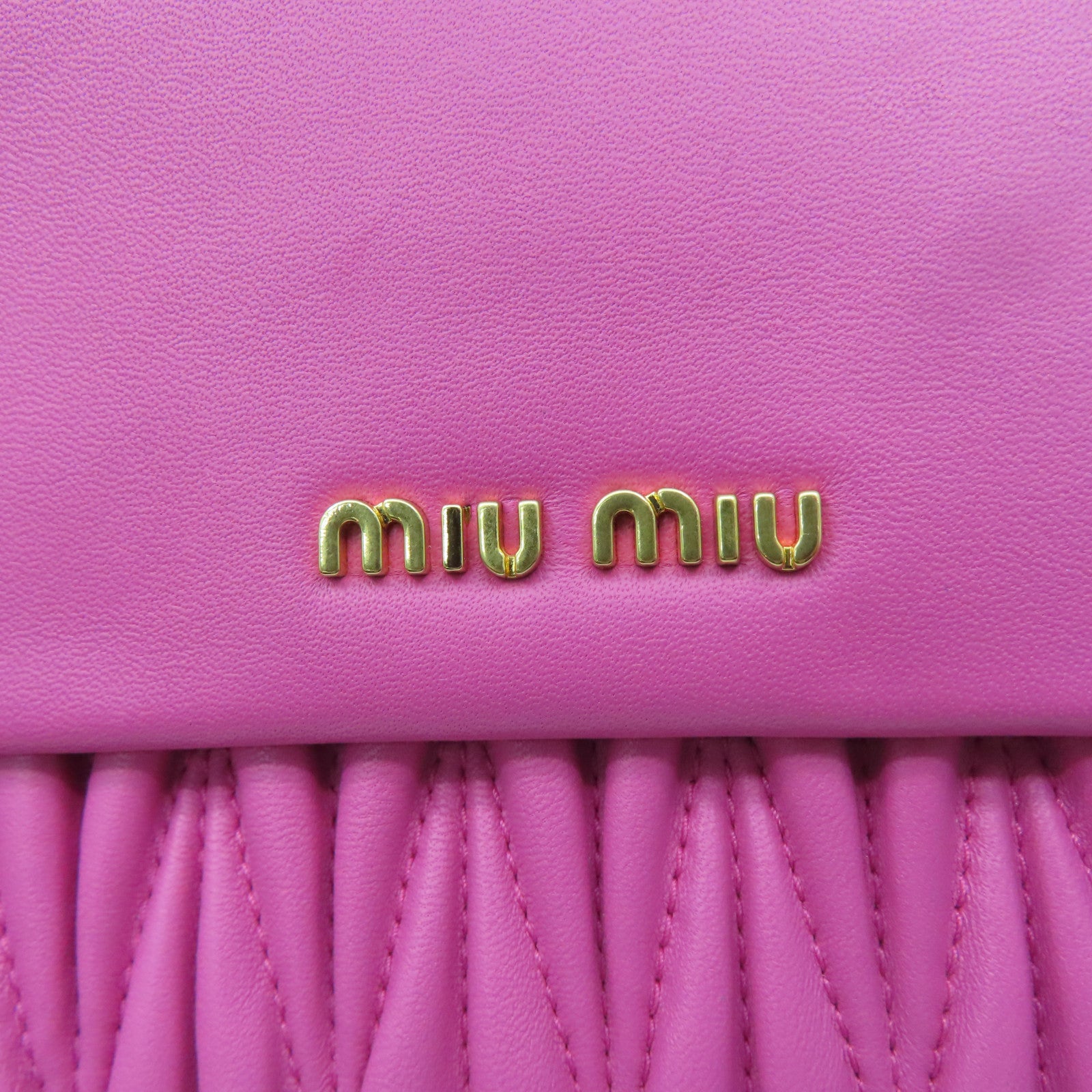 Miu Miu Sheepskin Leather Clutch Gold Buckle Clutch