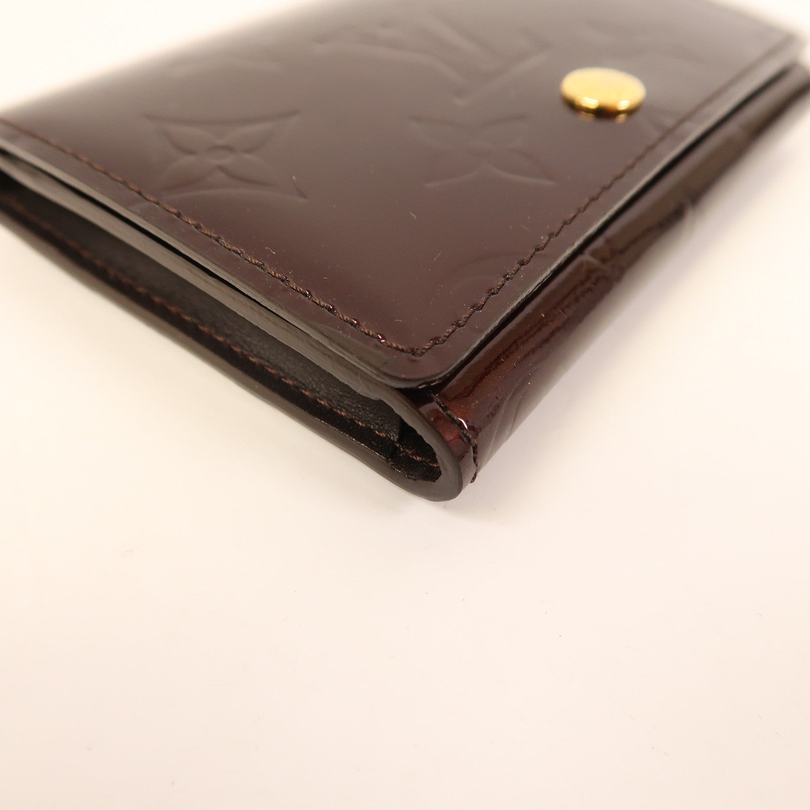 LOUIS VUITTON Monogram Vernis Card Case金扣零錢包紅色
