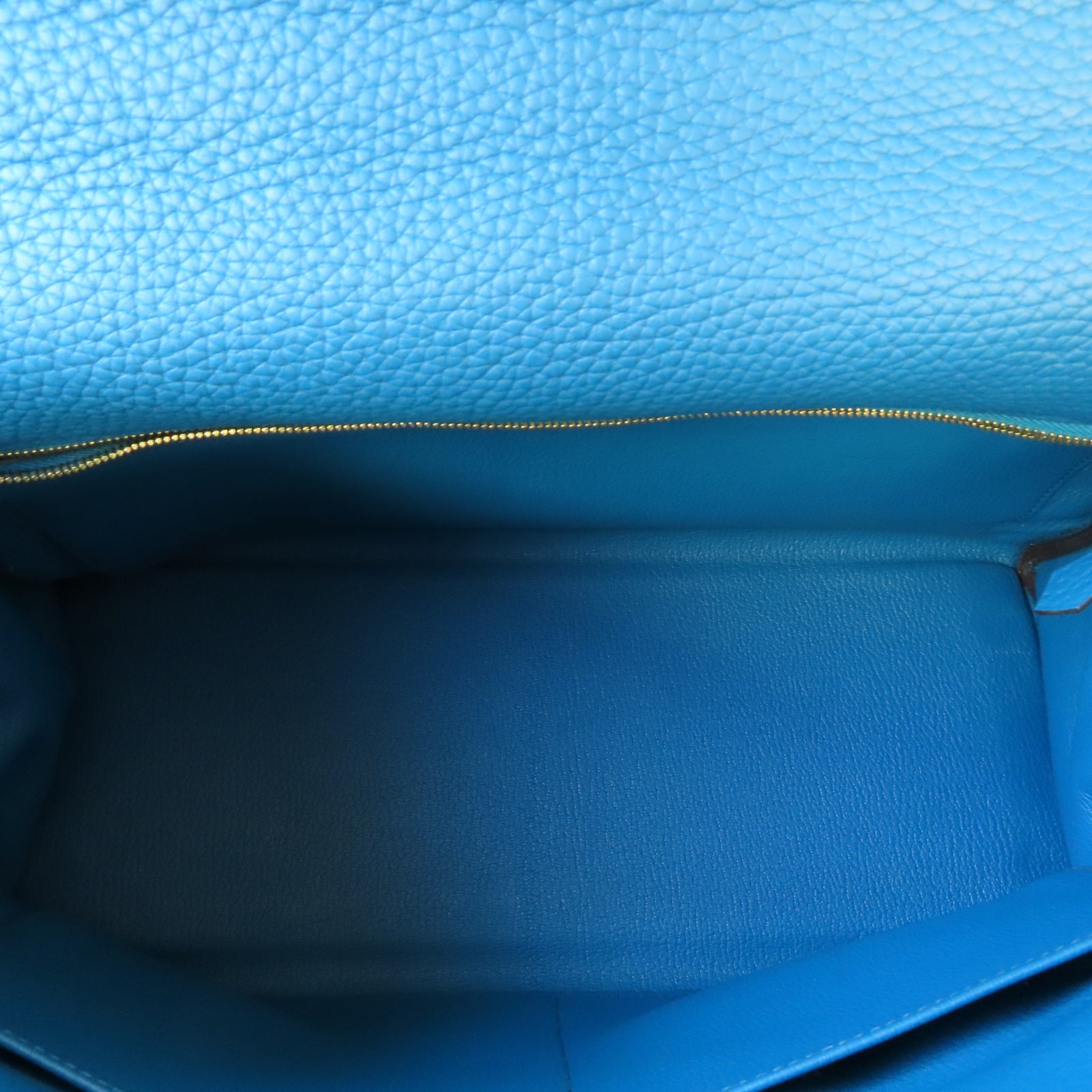 HERMES Clemence皮革Kelly 35金扣手挽肩背兩用袋Bleu Izmir 伊茲密爾藍色