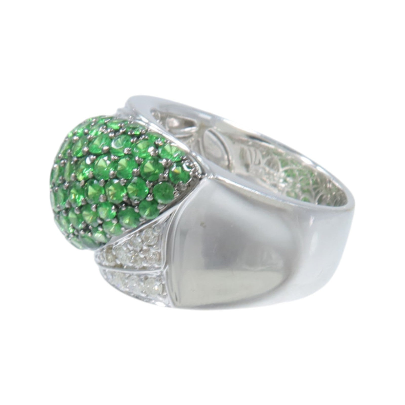 JEWELRY 18K白金Tsavorite Diamond Ring沙弗萊石/鑽石戒指