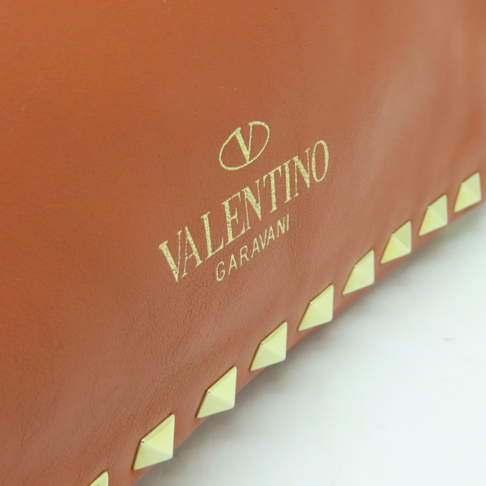 Valentino 【激減優惠】羊皮皮革2 Way Shoulder金扣手挽肩背兩用袋橙色