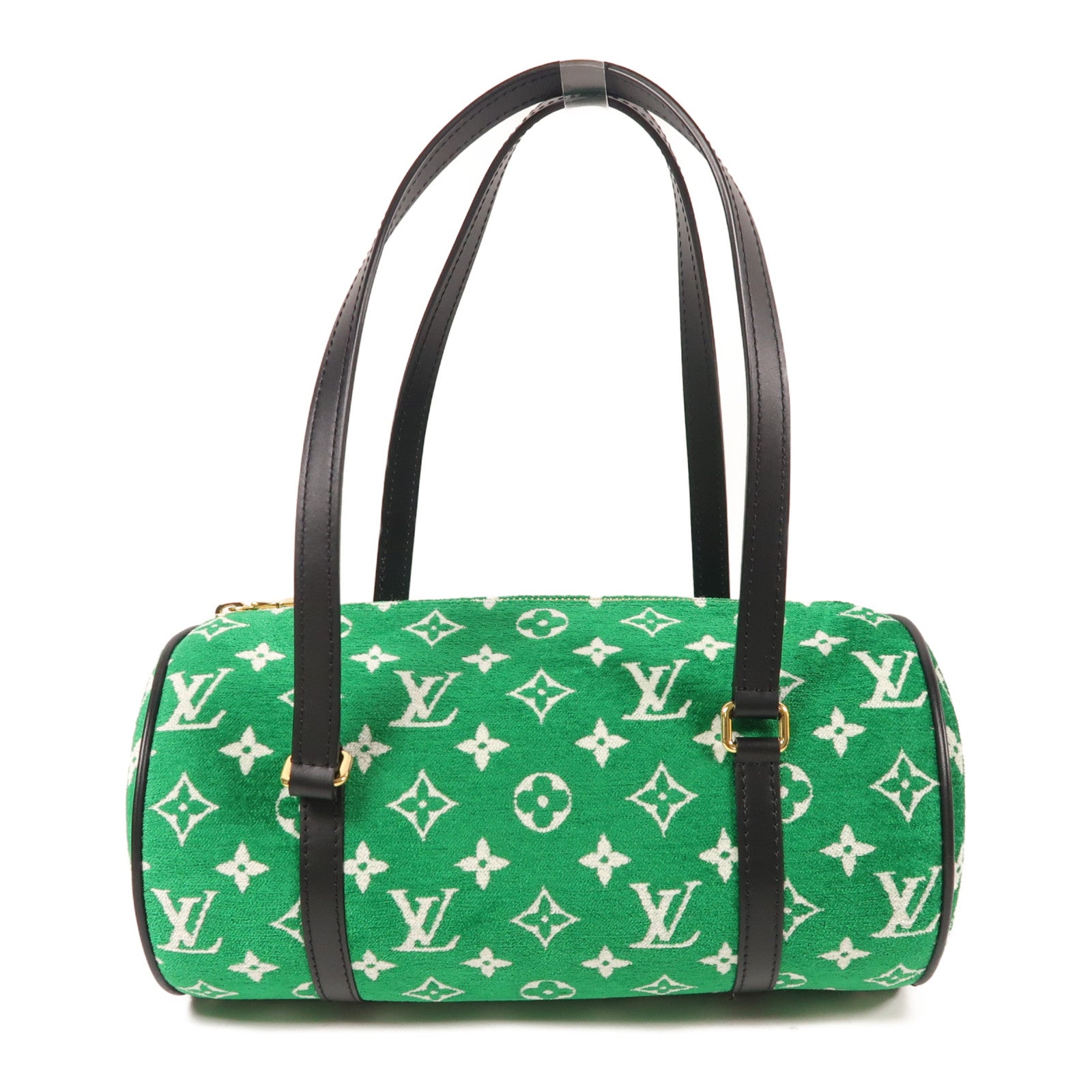 LOUIS VUITTON Monogram Jacquard Velvet Papillon金扣肩背袋綠色