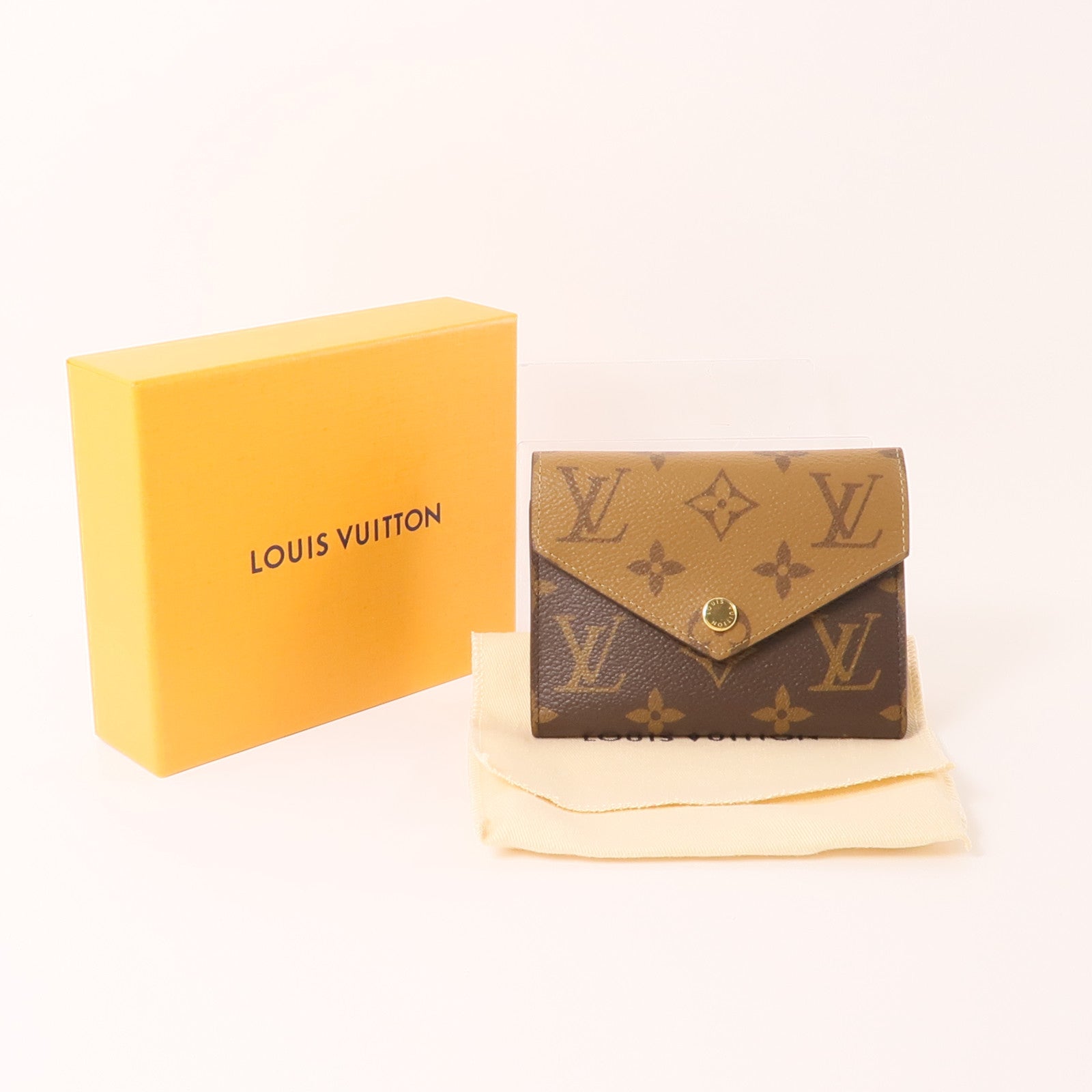 LOUIS VUITTON Monogram/Monogram Reverse Victorine Wallet金扣錢包棕色