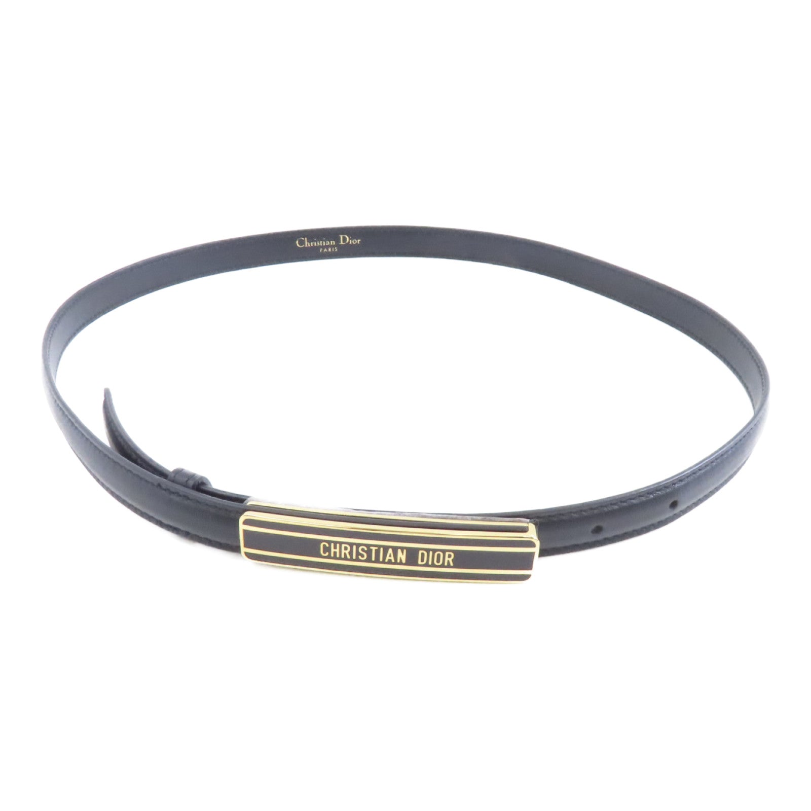 Dior 牛皮皮革Belt 75cm金扣皮帶黑色
