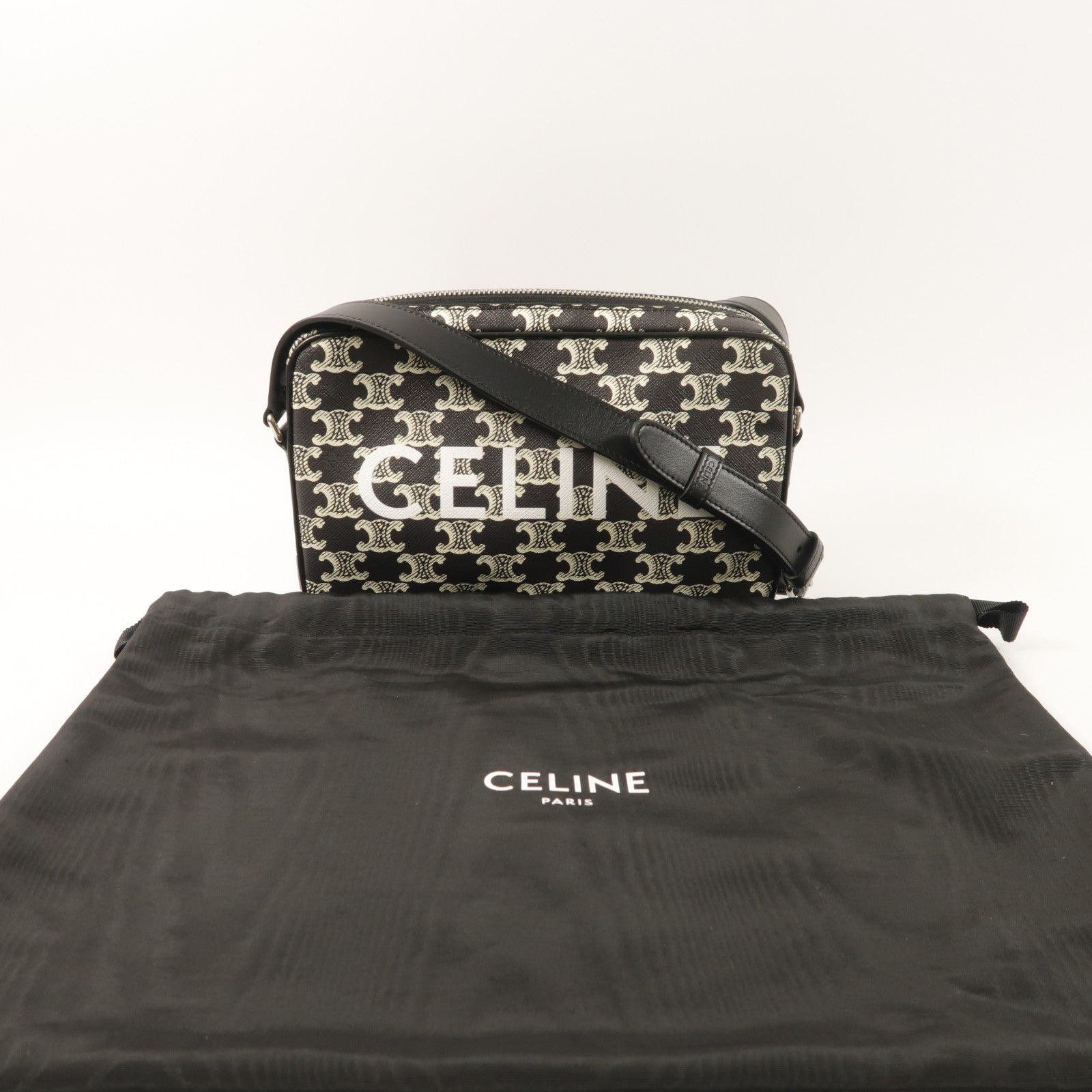 CELINE 【激減優惠】塗層帆布Shoulder Bag銀扣肩背袋