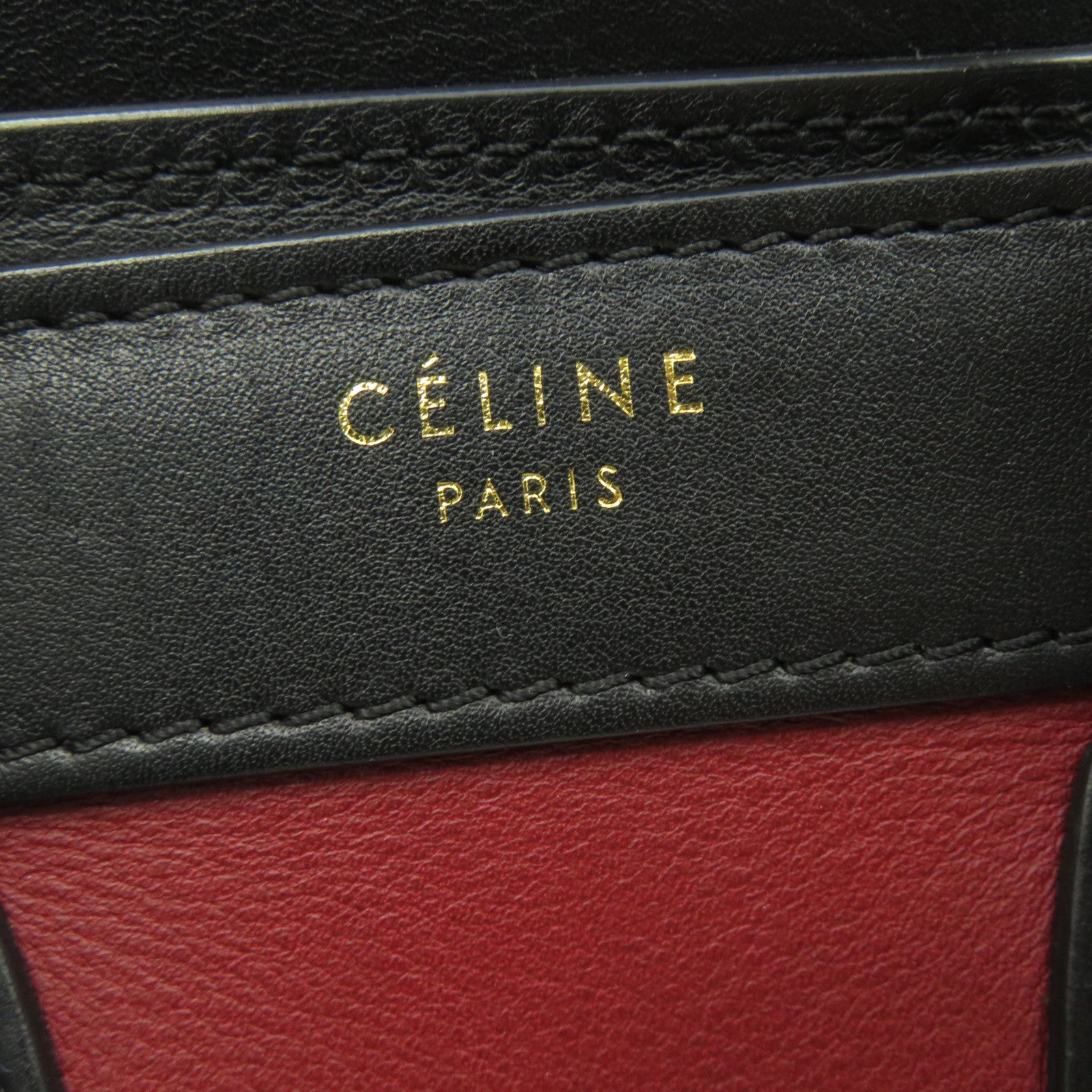 CELINE 牛皮皮革Nano Luggage金扣手挽肩背兩用袋紅色/黑色/米色