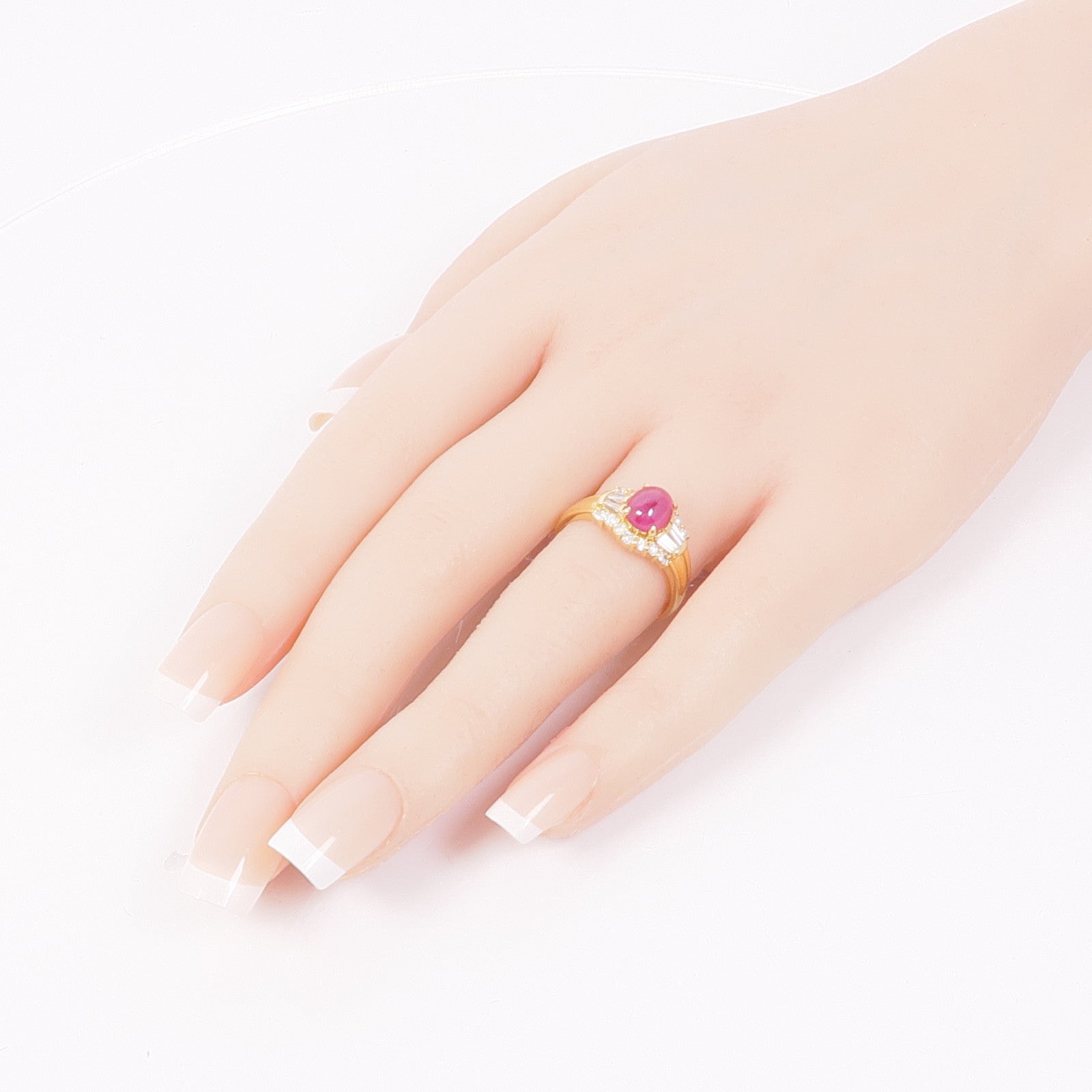 JEWELRY 【激減優惠】18K黃金Ruby/Diamond Ring紅寶石/鑽石戒指US#7.75