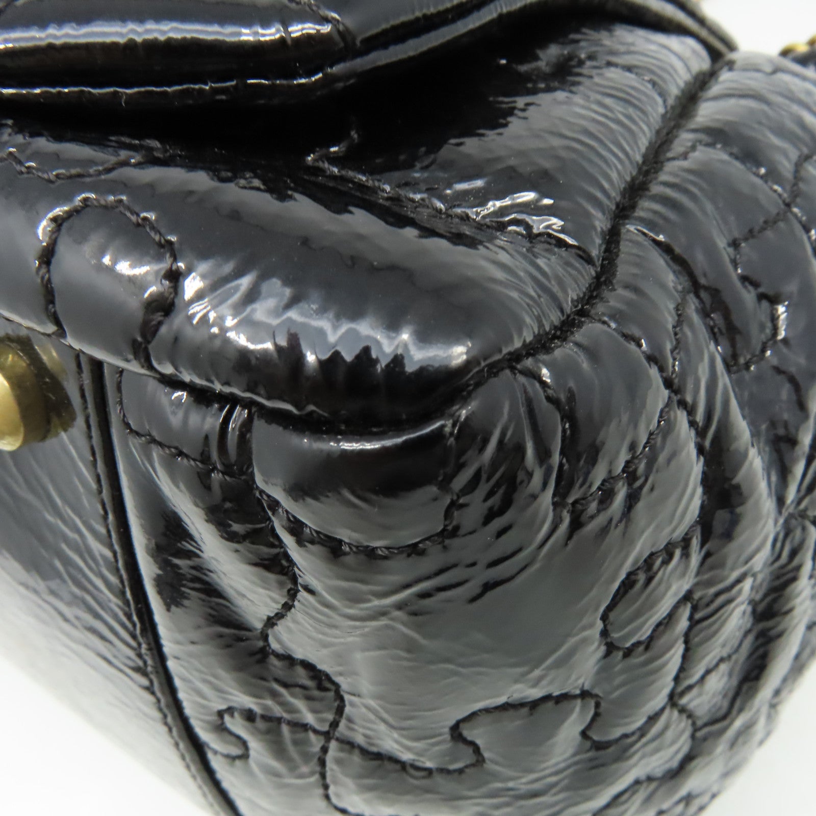 CHANEL 【激減優惠】漆皮Chain Shoulder Bag金扣鏈帶肩背袋黑色