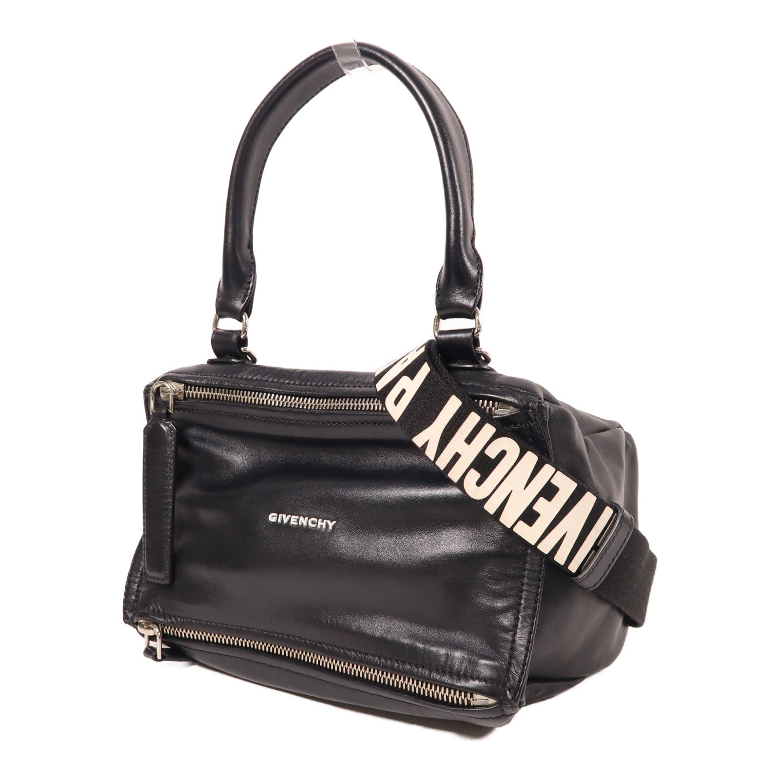 GIVENCHY 羊皮皮革Pandora銀扣手挽肩背兩用袋