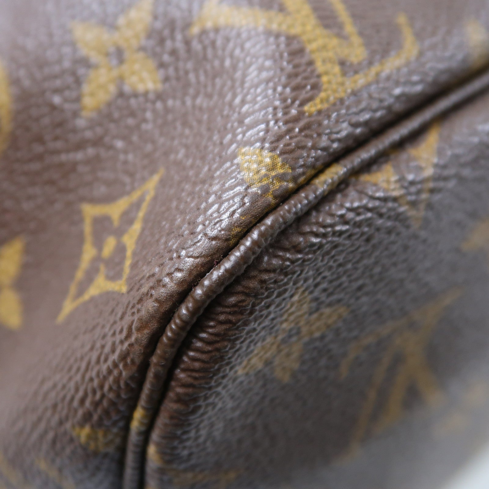 LOUIS VUITTON Monogram Neverfull MM金扣手挽袋棕色