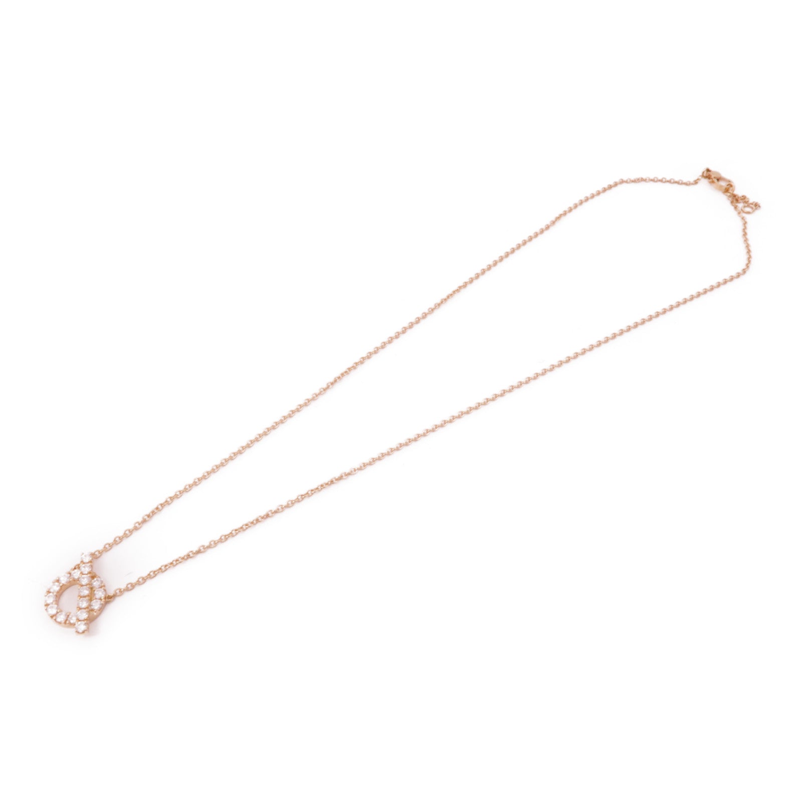 HERMES Finesse Pendant Necklace 18K Pink Gold Diamond