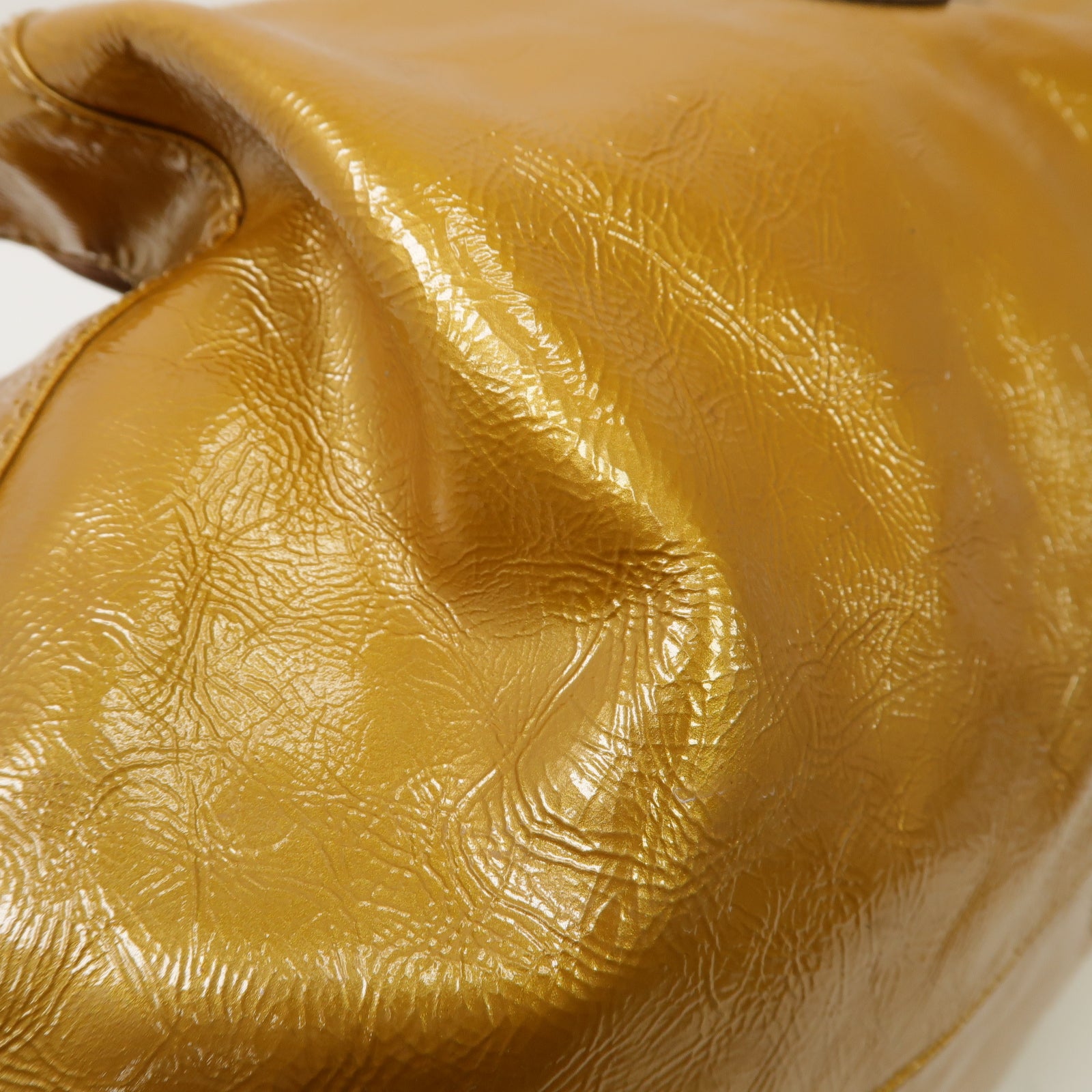 LOEWE 漆皮皮革Vintage Handbag金扣手挽袋金色