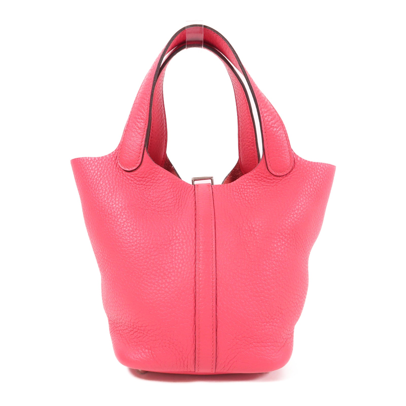 HERMES Clemence皮革Picotin PM手挽袋Rose Mexico