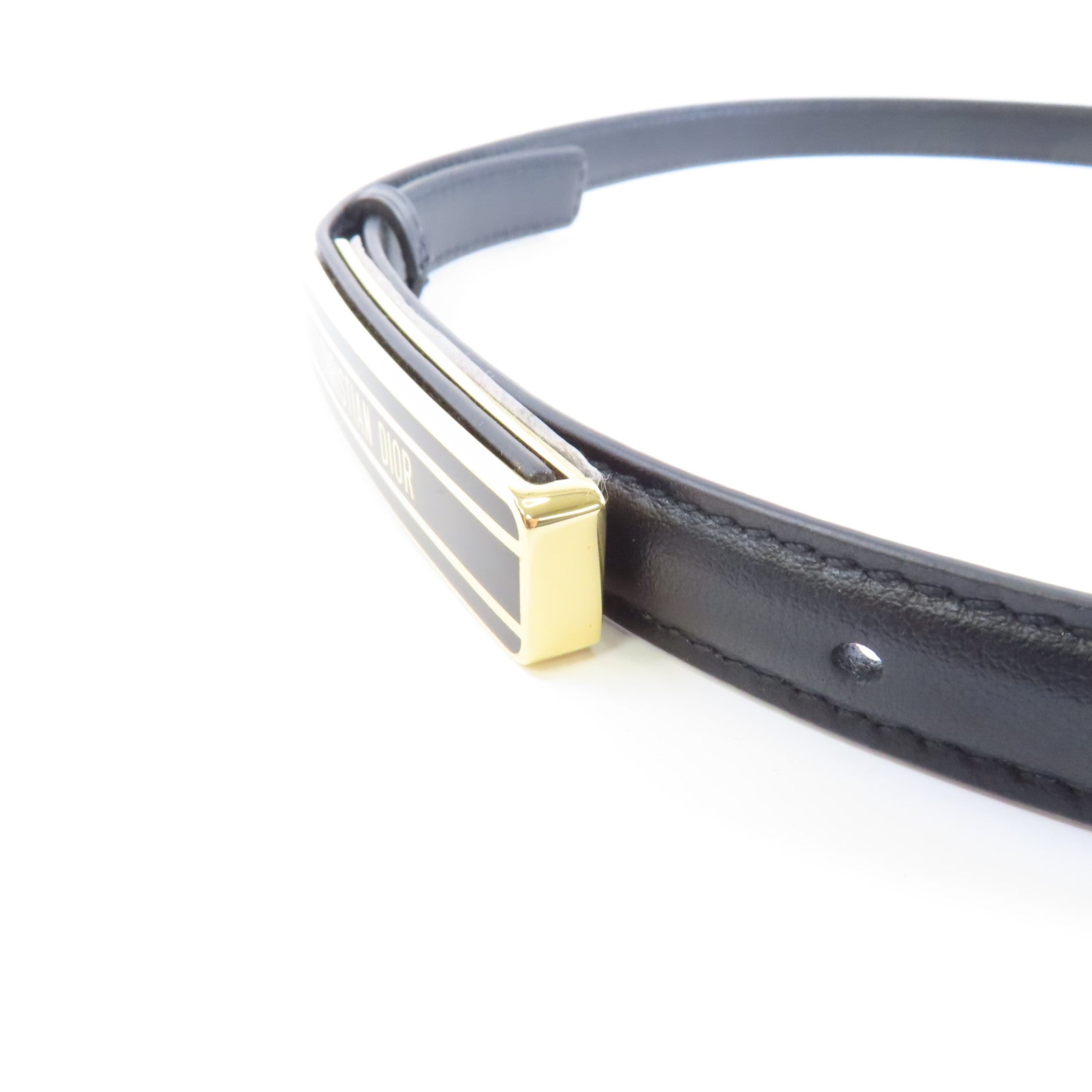 Dior 牛皮皮革Belt 75cm金扣皮帶黑色