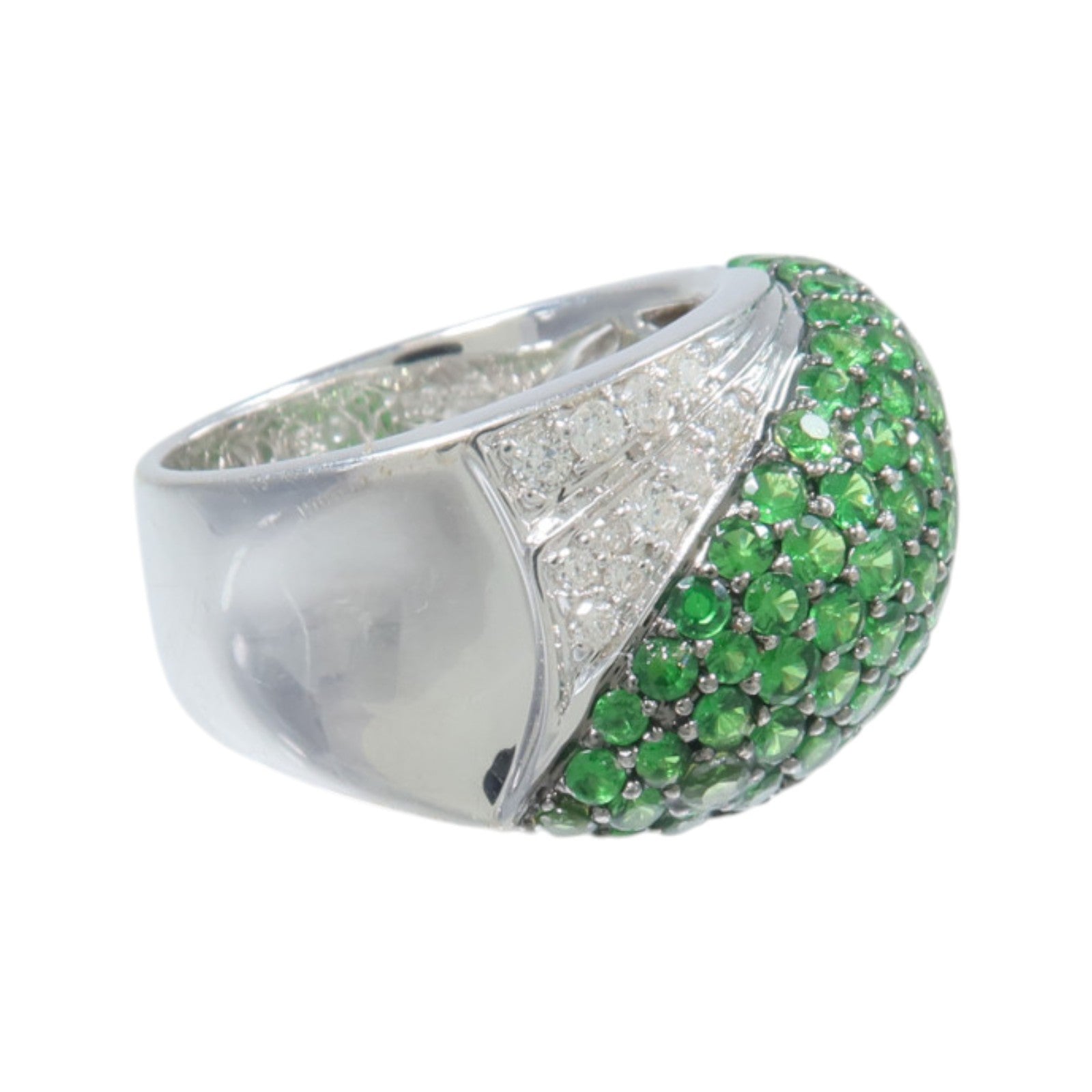 JEWELRY 18K白金Tsavorite Diamond Ring沙弗萊石/鑽石戒指