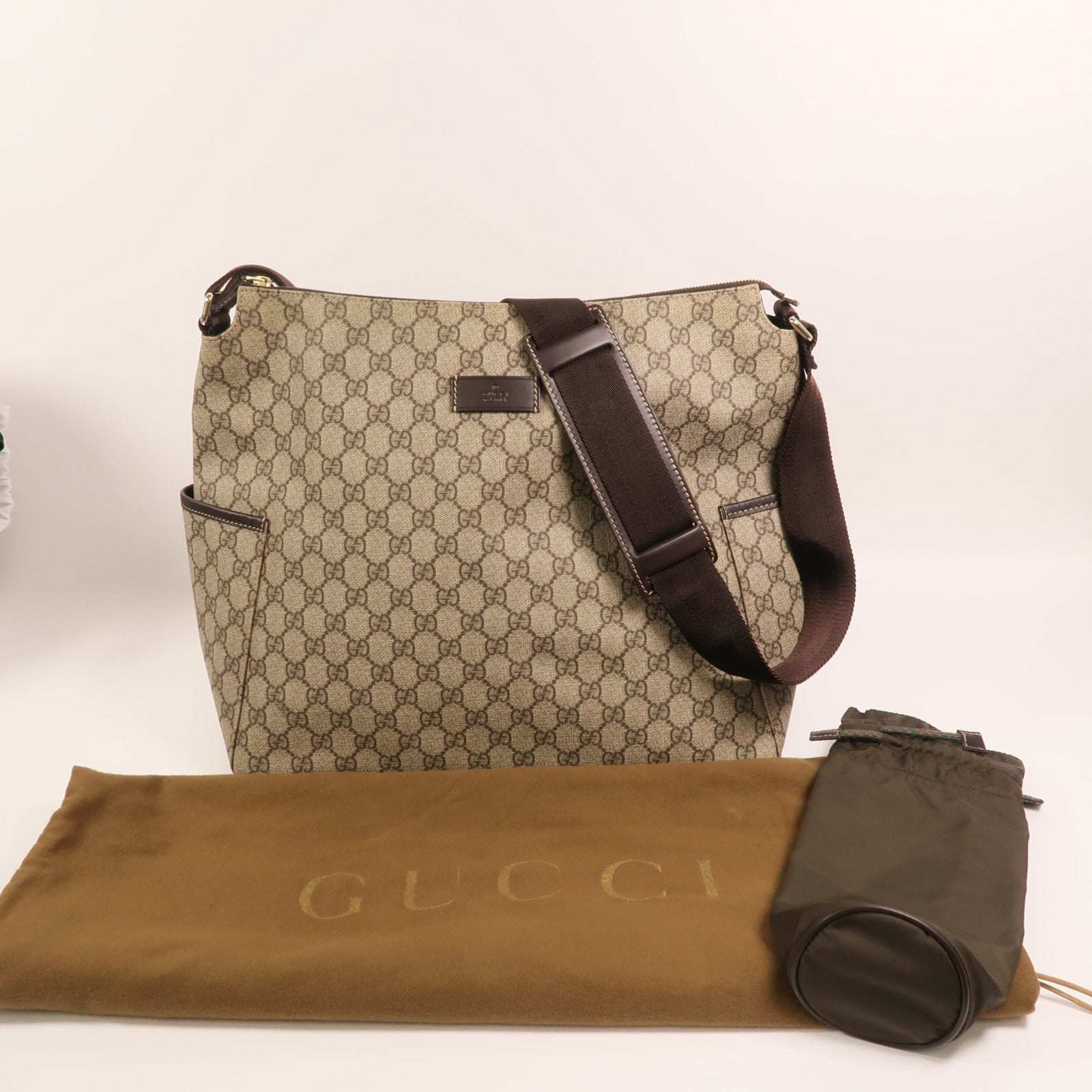 GUCCI 塗層帆布Shoulder Bag金扣肩背袋