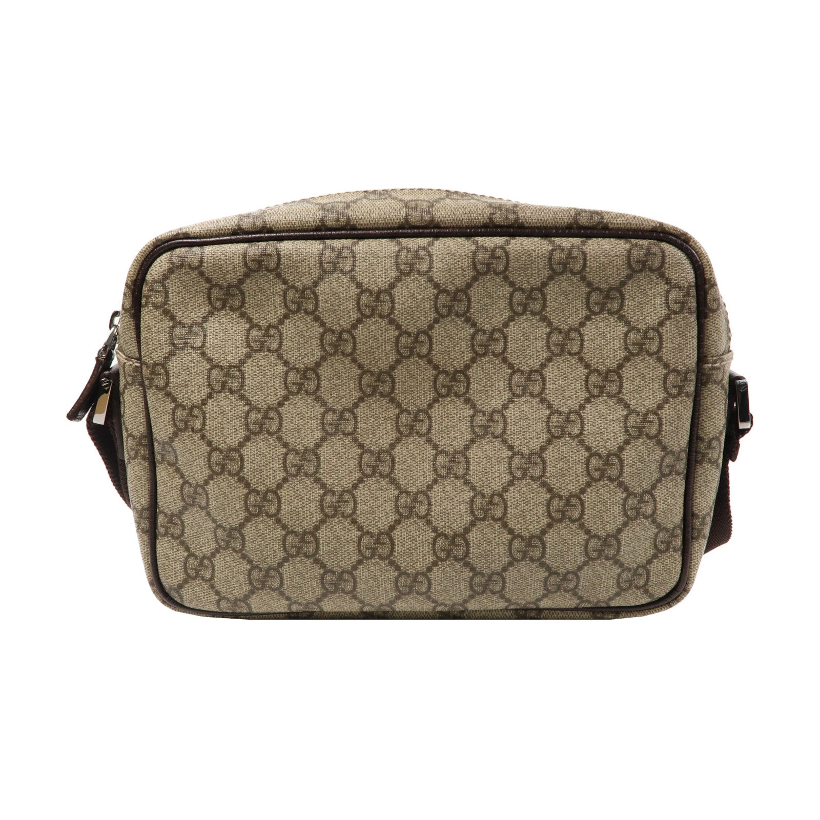 GUCCI 塗層帆布Supreme Crossbody Shoulder Bag銀扣肩背袋啡色