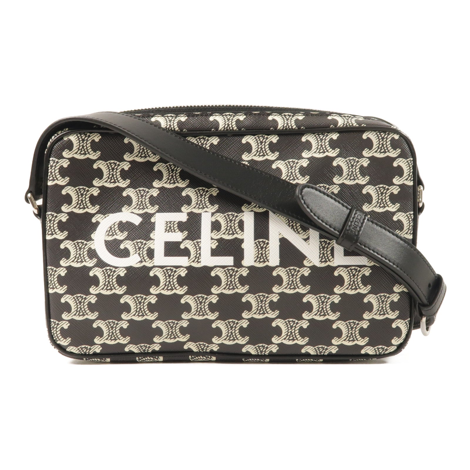 CELINE 【激減優惠】塗層帆布Shoulder Bag銀扣肩背袋