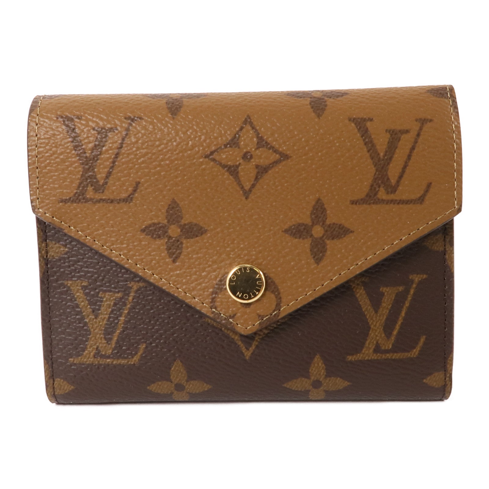 LOUIS VUITTON Monogram/Monogram Reverse Victorine Wallet金扣錢包棕色